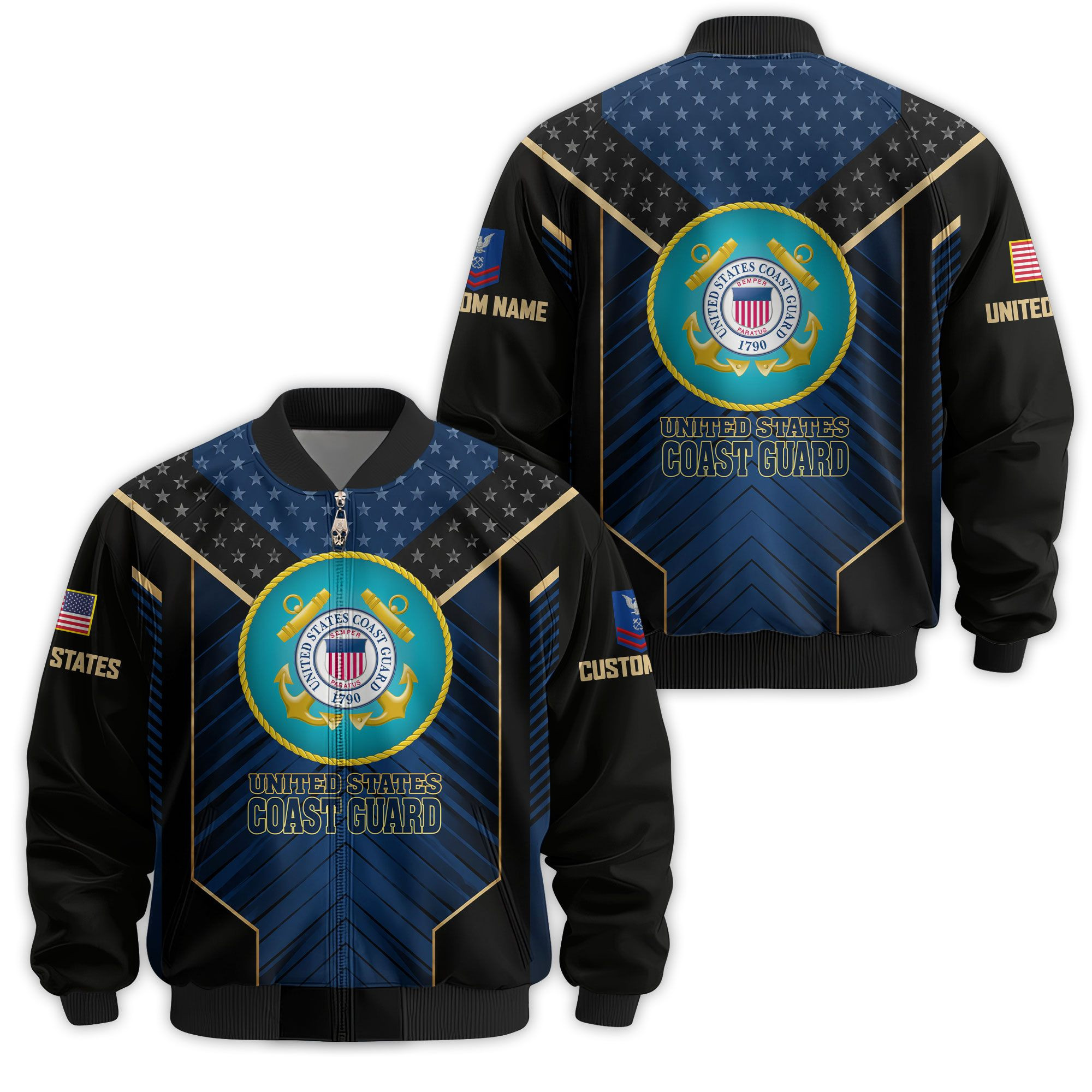 Premium Custom USCG Veteran Bomber Jacket VPVC811355, Waterproof Windbreaker Coat, Coast Guard Veteran Gift, Veterans Day Gift