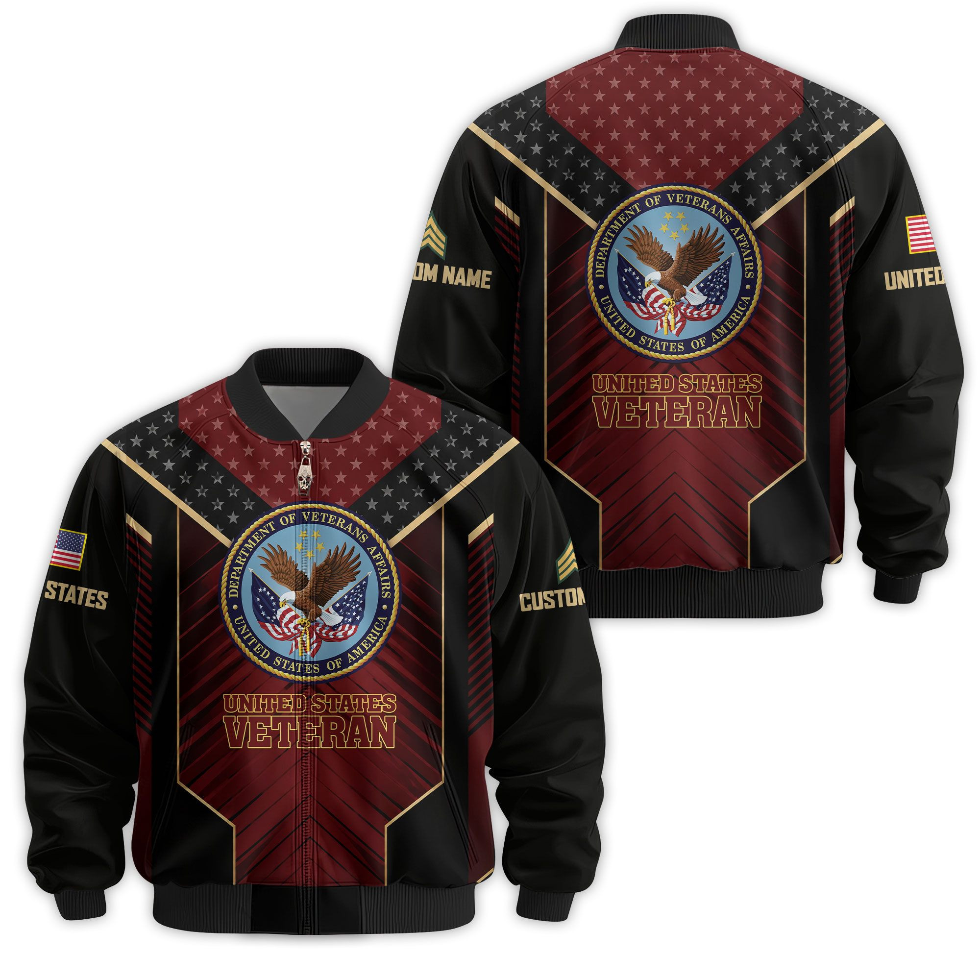Premium Custom US Veteran Bomber Jacket VPVC811357, Waterproof Windbreaker Coat, US Veteran Gift, Veterans Day Gift