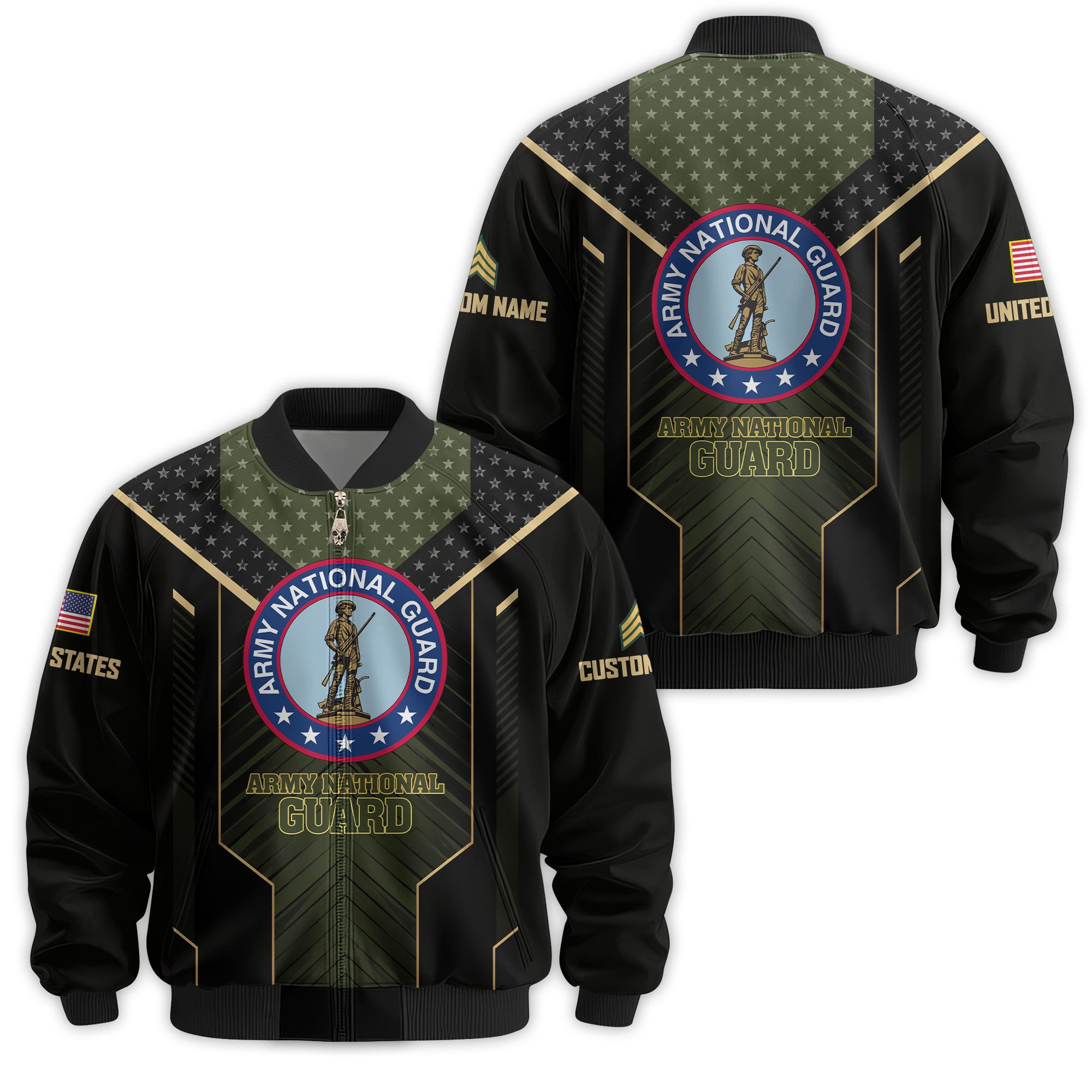 Premium Custom Army National Guard Veteran Bomber Jacket VPVC811358, Waterproof Windbreaker Coat, Army National Guard Veteran Gift, Veterans Day Gift