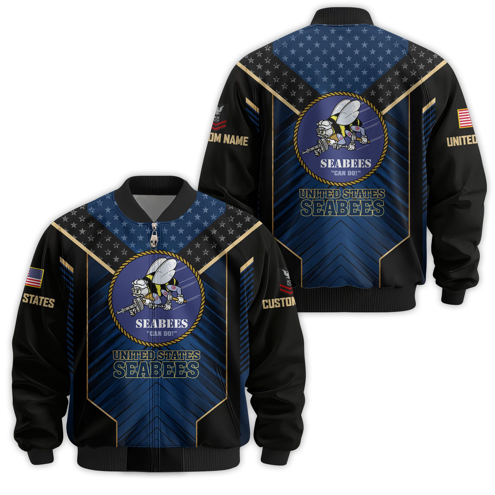 Premium Custom US Seabees Veteran Bomber Jacket VPVC811359, Waterproof Windbreaker Coat, Seabees Veteran Gift, Veterans Day Gift
