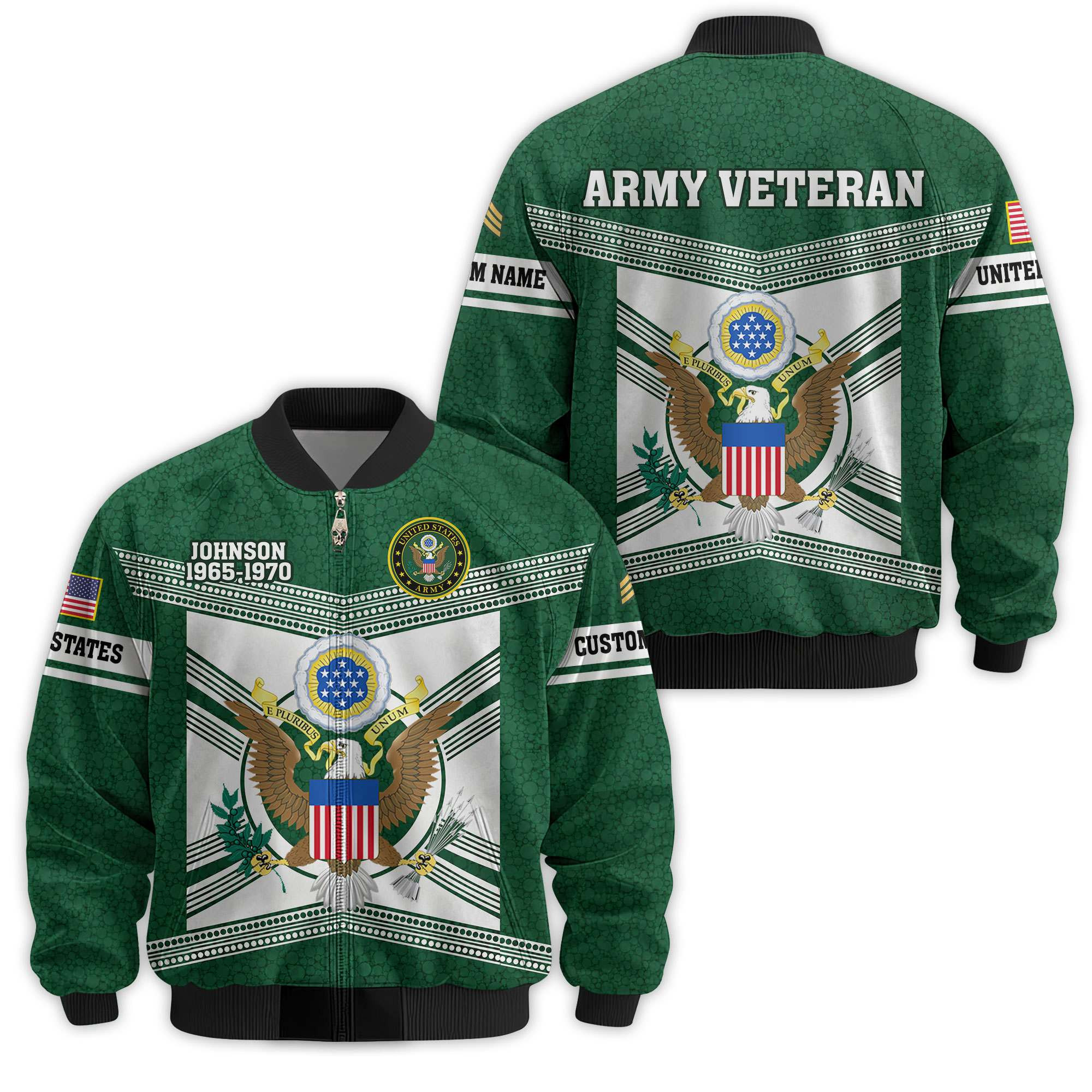 Premium Custom US Army Veteran Bomber Jacket VPVC811361, Waterproof Windbreaker Coat, Army Veteran Gift, Veterans Day Gift