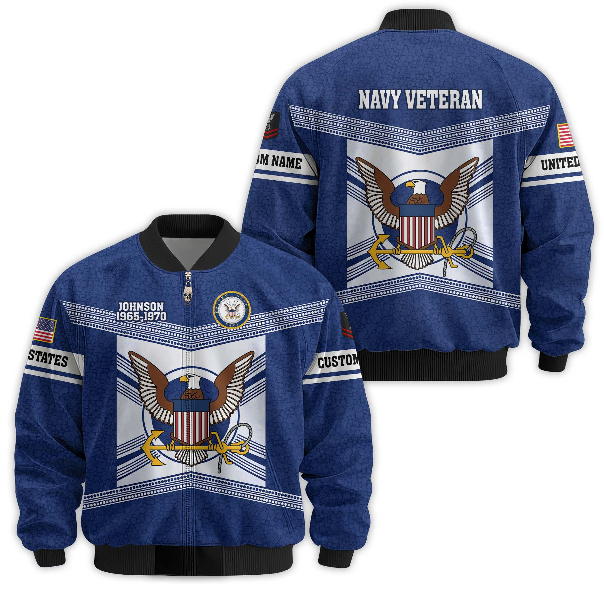 Premium Custom US Navy Veteran Bomber Jacket VPVC811362, Waterproof Windbreaker Coat, Navy Veteran Gift, Veterans Day Gift