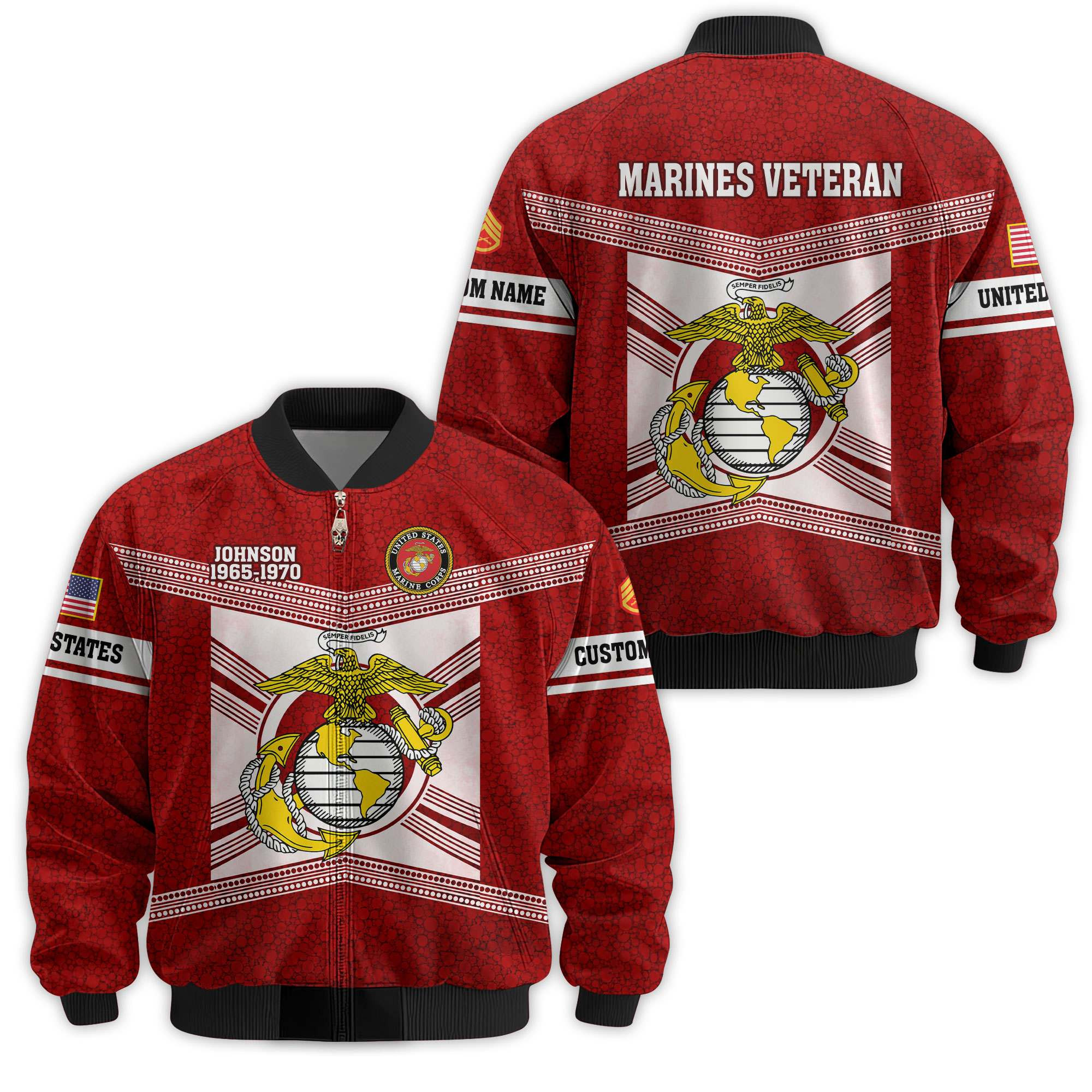 Premium Custom USMC Veteran Bomber Jacket VPVC811363, Waterproof Windbreaker Coat, Marine Veteran Gift, Veterans Day Gift