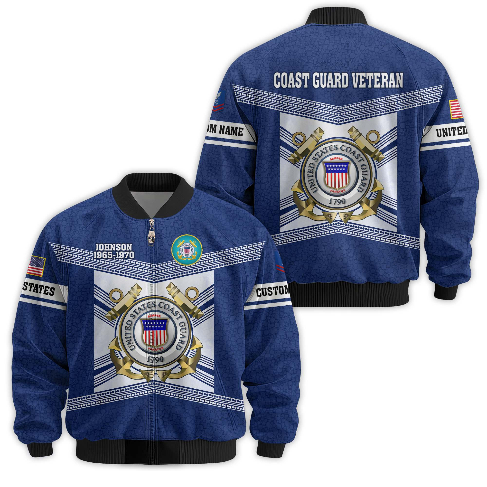 Premium Custom USCG Veteran Bomber Jacket VPVC811365, Waterproof Windbreaker Coat, Coast Guard Veteran Gift, Veterans Day Gift