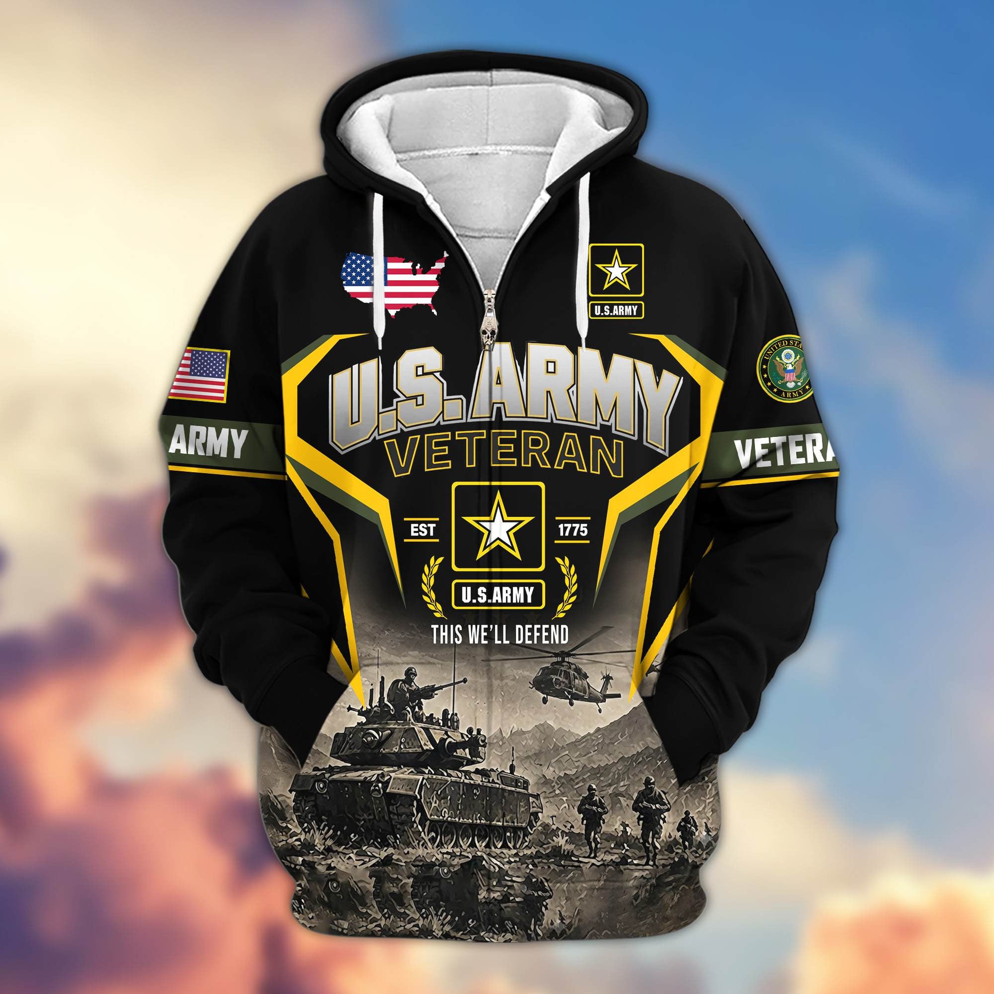 Premium US Veteran Zip Up Hoodie CPHN290911, Gifts For US Veterans, Gifts For Veterans Day