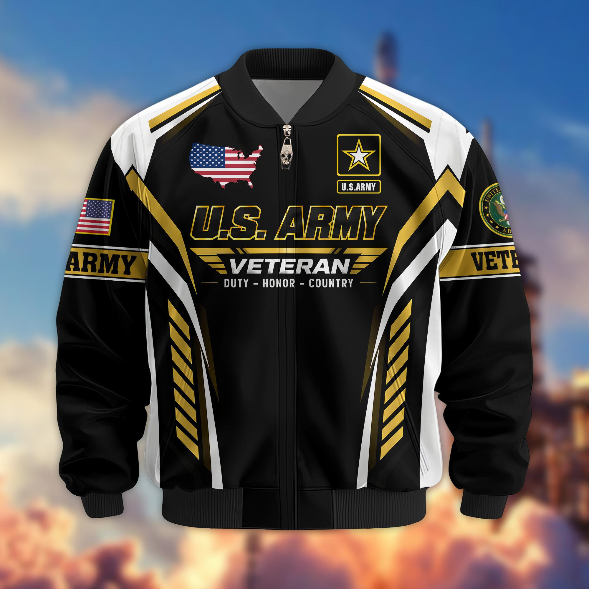 Premium US Veteran Bomber Jacket CPHN240911, Waterproof Windbreaker Coat, US Veteran Gift, Veterans Day Gift