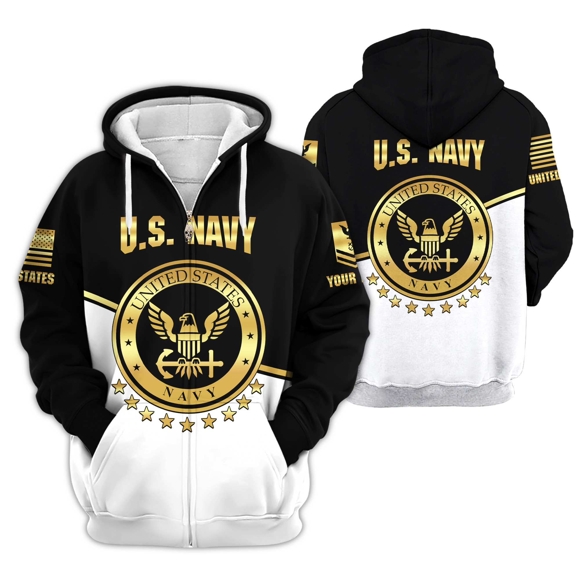 Premium Custom US Navy Zip Up Hoodie VPVC609392, Gifts For Navy Veteran, Gifts For Veterans Day