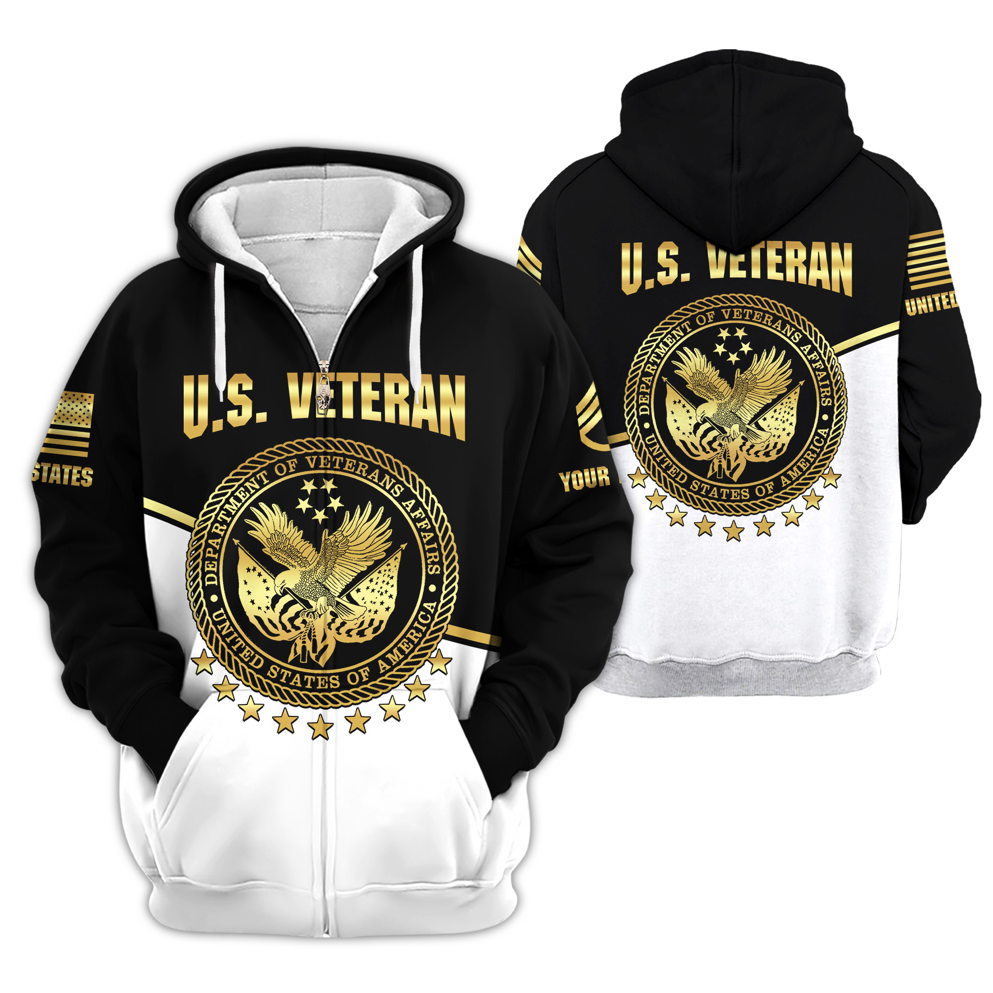 Premium Custom US Veteran Zip Up Hoodie VPVC609397, Gifts For US Veteran, Gifts For Veterans Day