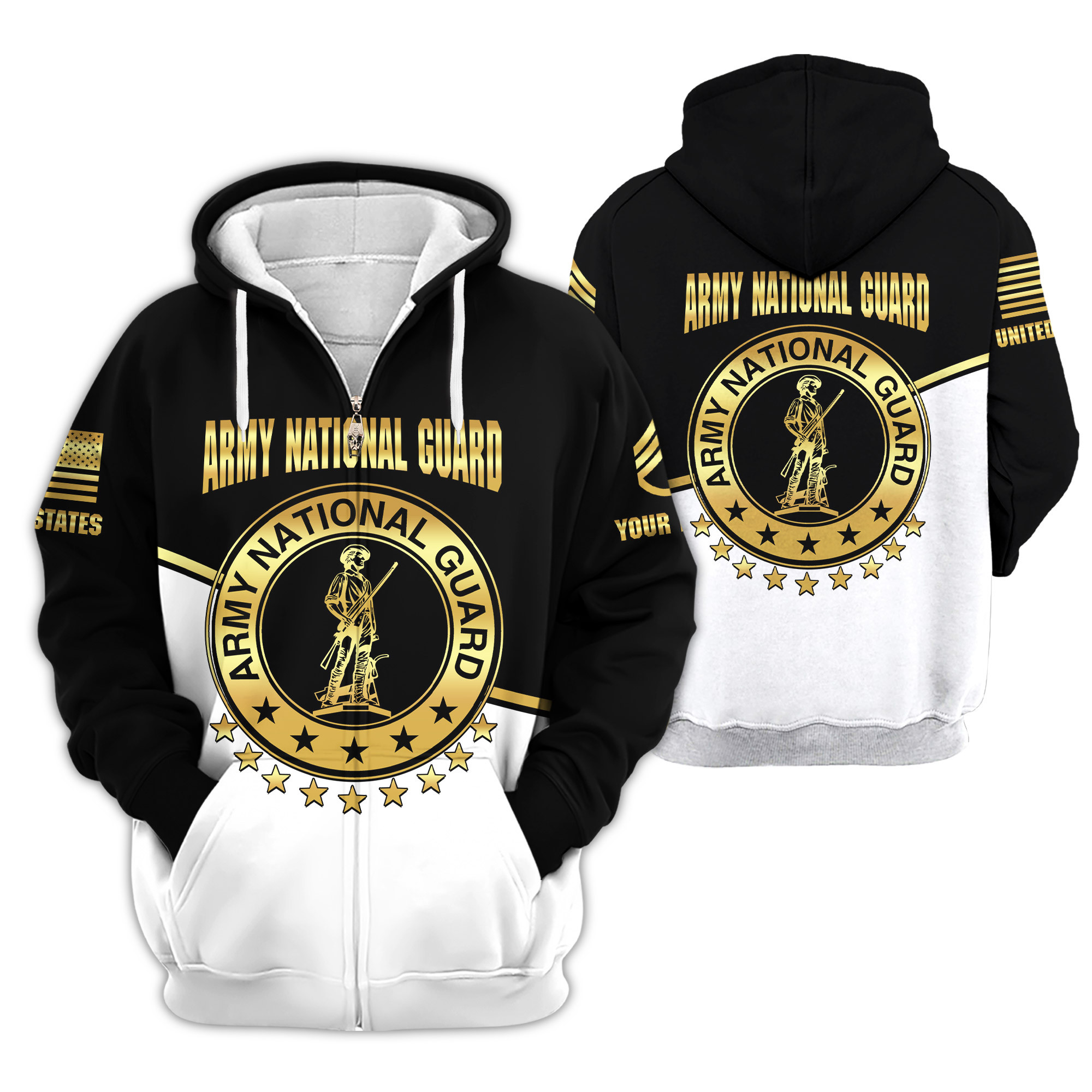 Premium Custom Army National Guard Zip Up Hoodie VPVC609398, Gifts For Army National Guard Veteran, Gifts For Veterans Day
