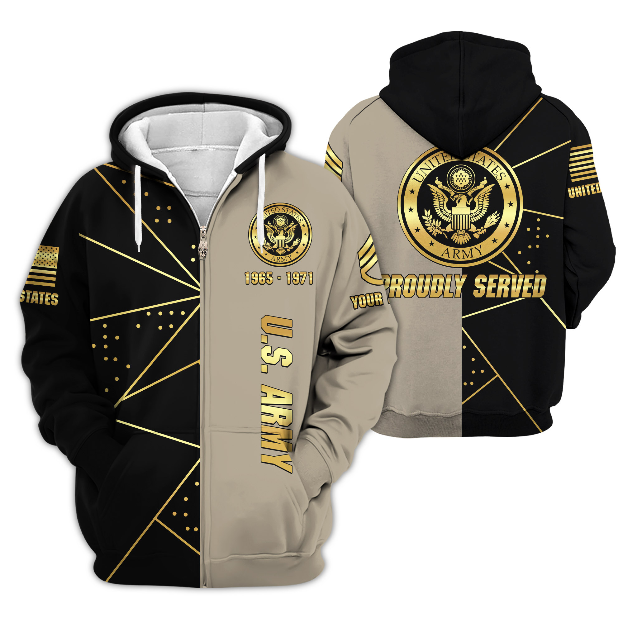 Premium Custom US Army Zip Up Hoodie VPVC609401, Gifts For Army Veteran, Gifts For Veterans Day