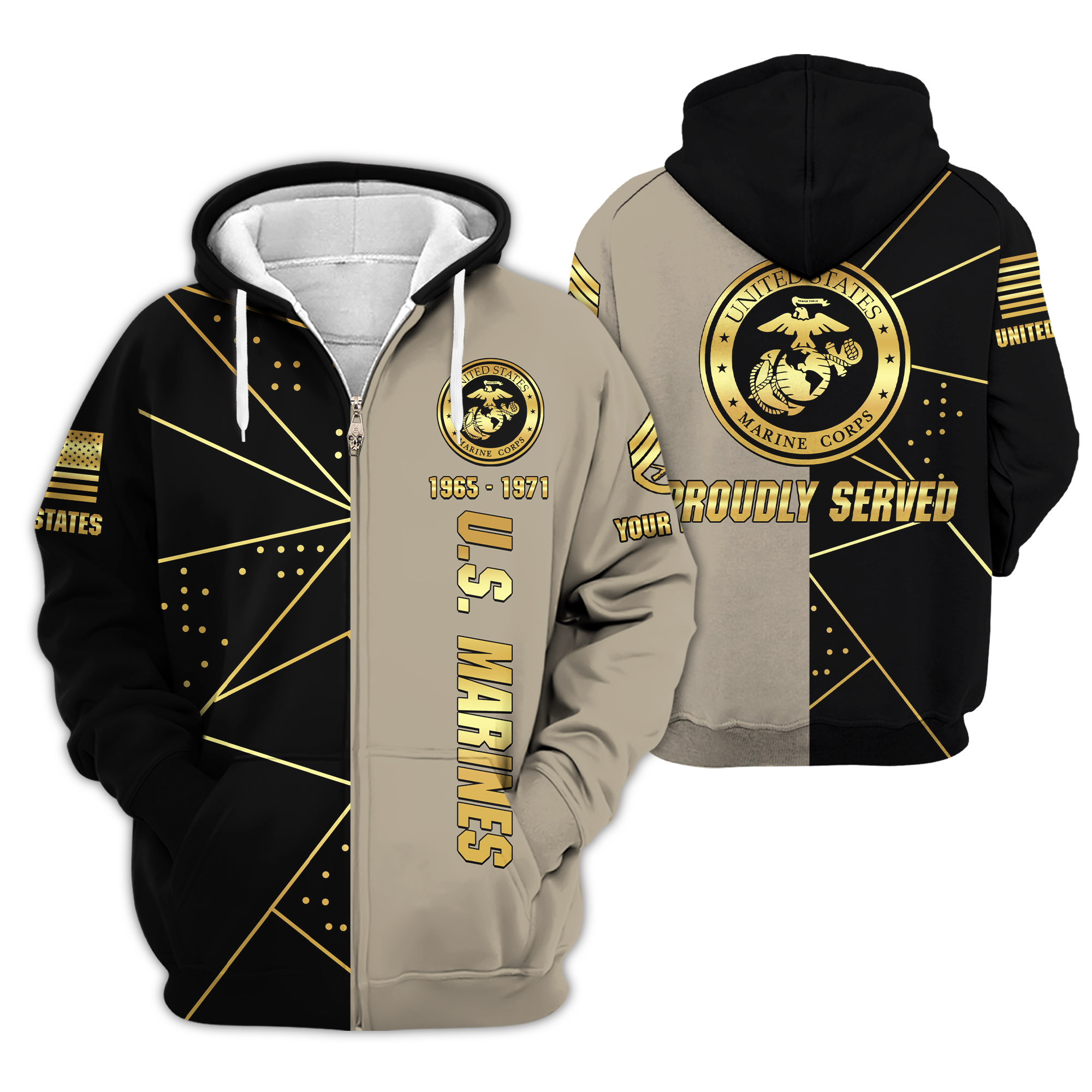 Premium Custom USMC Zip Up Hoodie VPVC609403, Gifts For Marine Veteran, Gifts For Veterans Day