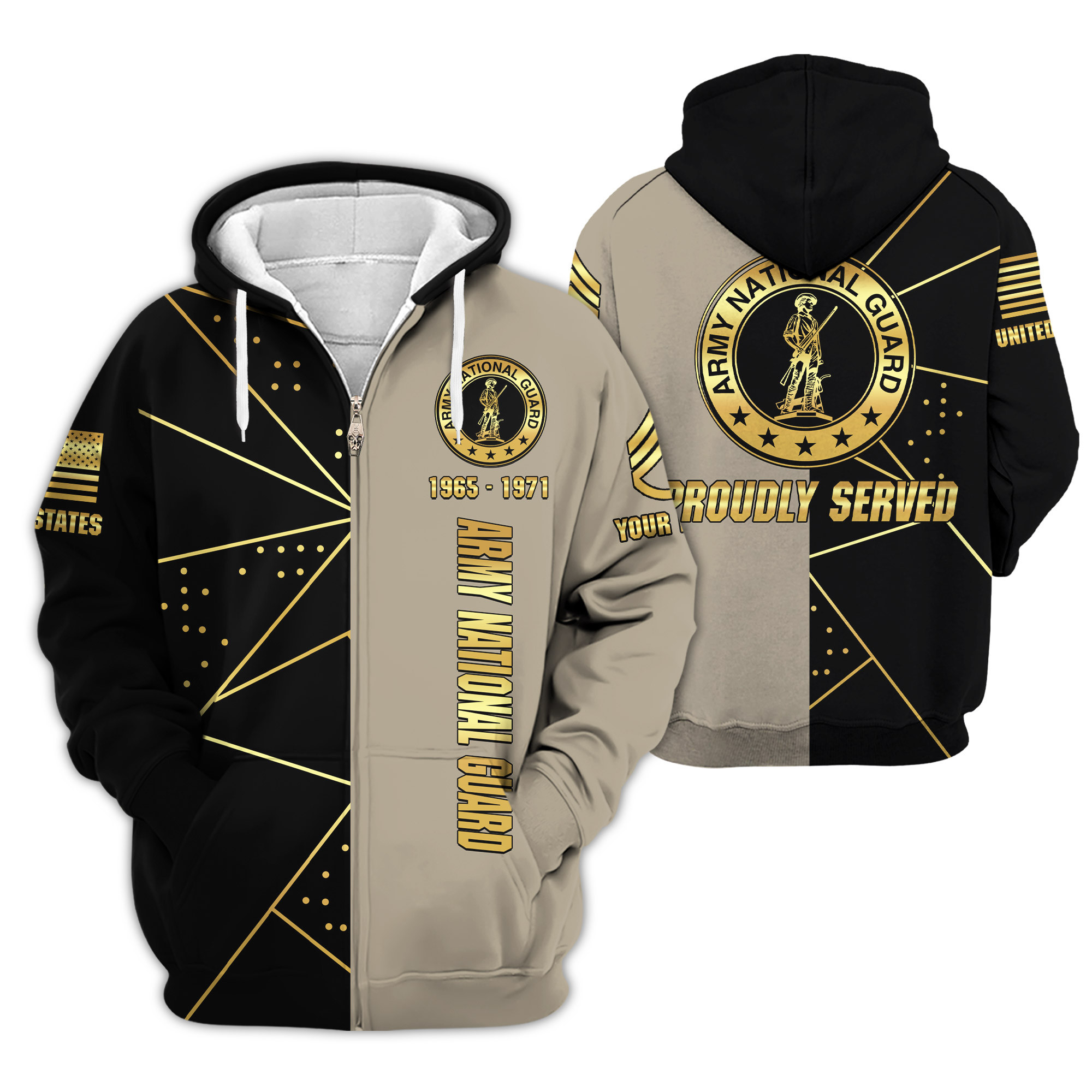 Premium Custom Army National Guard Zip Up Hoodie VPVC609408, Gifts For Army National Guard Veteran, Gifts For Veterans Day