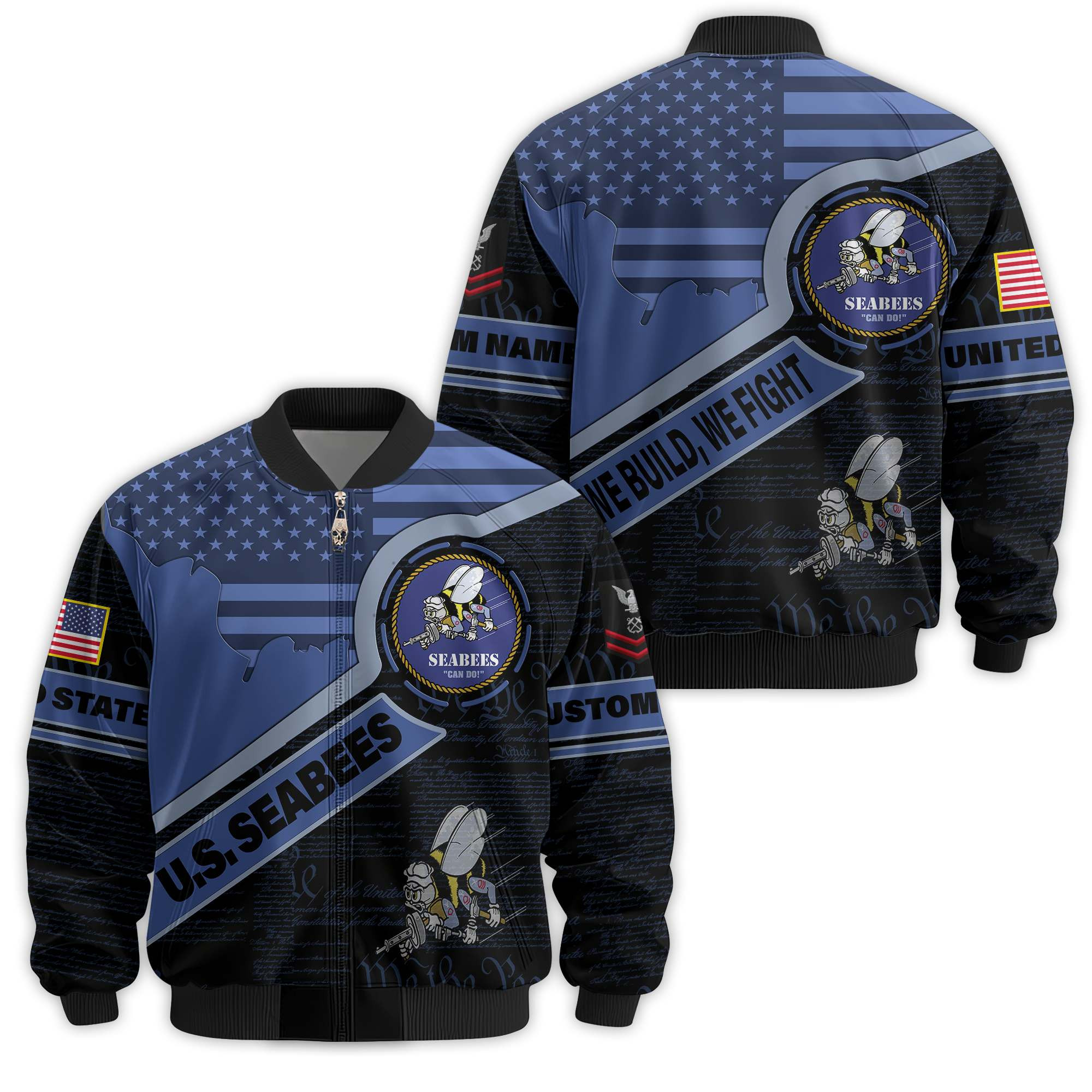 Premium Custom US Seabees Veteran Bomber Jacket VPVC811429, Waterproof Windbreaker Coat, Seabees Veteran Gift, Veterans Day Gift