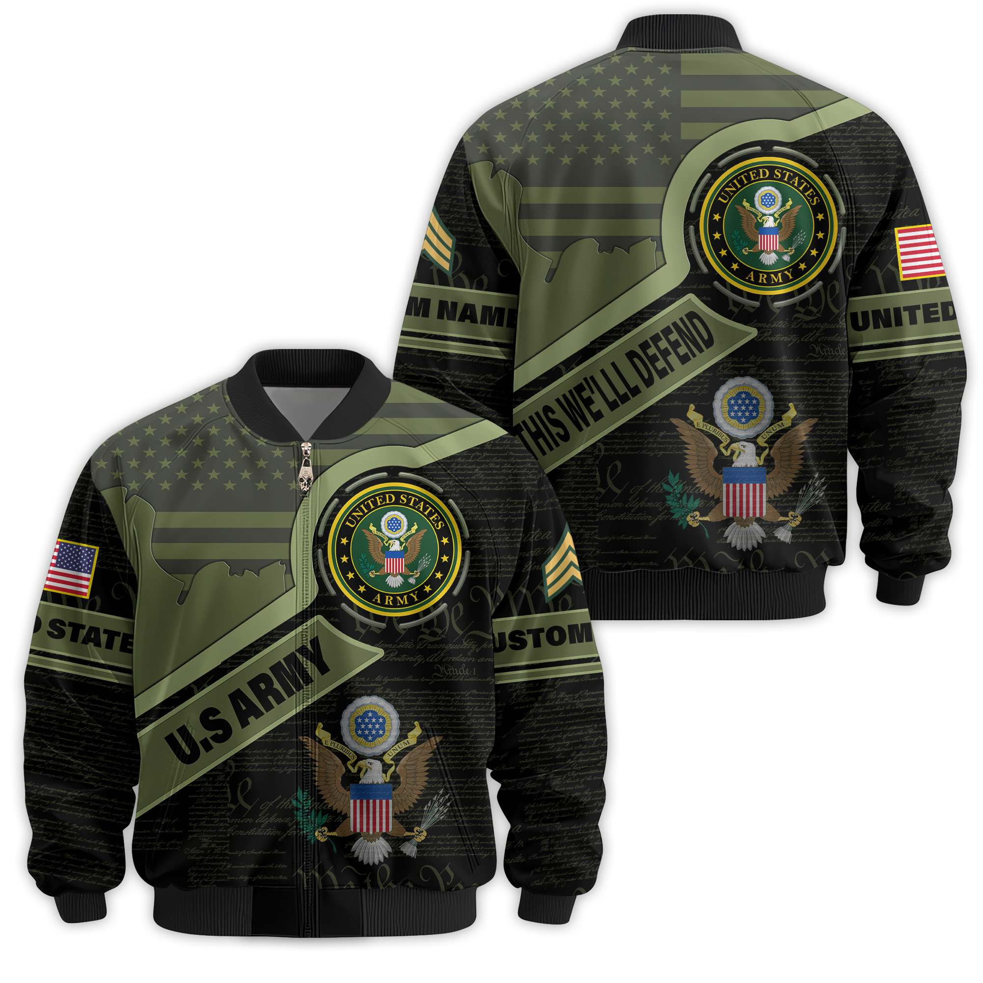 Premium Custom US Army Veteran Bomber Jacket VPVC811421, Waterproof Windbreaker Coat, Army Veteran Gift, Veterans Day Gift