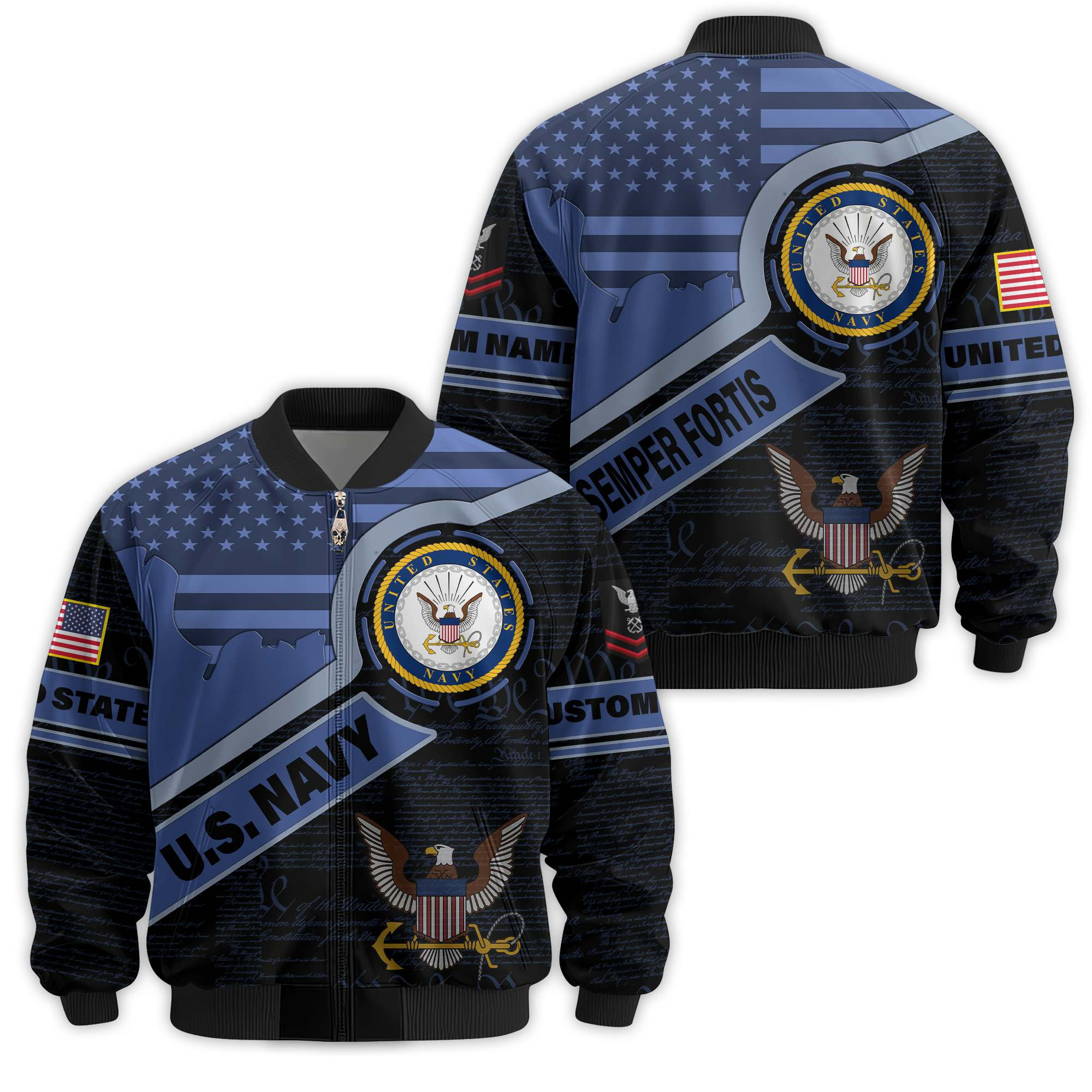 Premium Custom US Navy Veteran Bomber Jacket VPVC811422, Waterproof Windbreaker Coat, Navy Veteran Gift, Veterans Day Gift
