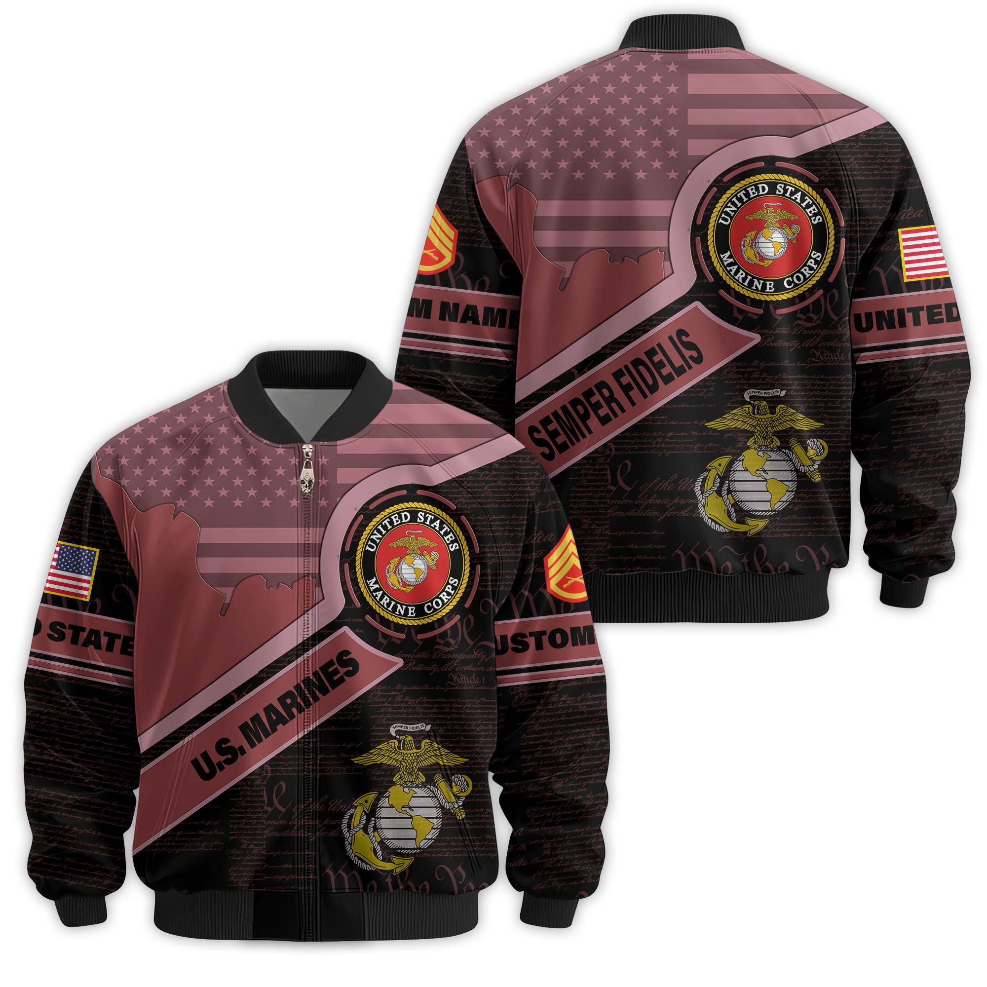 Premium Custom USMC Veteran Bomber Jacket VPVC811423, Waterproof Windbreaker Coat, Marine Veteran Gift, Veterans Day Gift