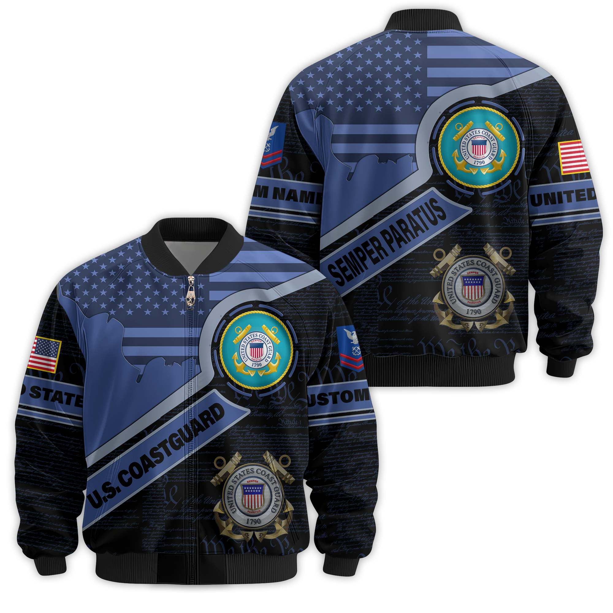 Premium Custom USCG Veteran Bomber Jacket VPVC811425, Waterproof Windbreaker Coat, Coast Guard Veteran Gift, Veterans Day Gift