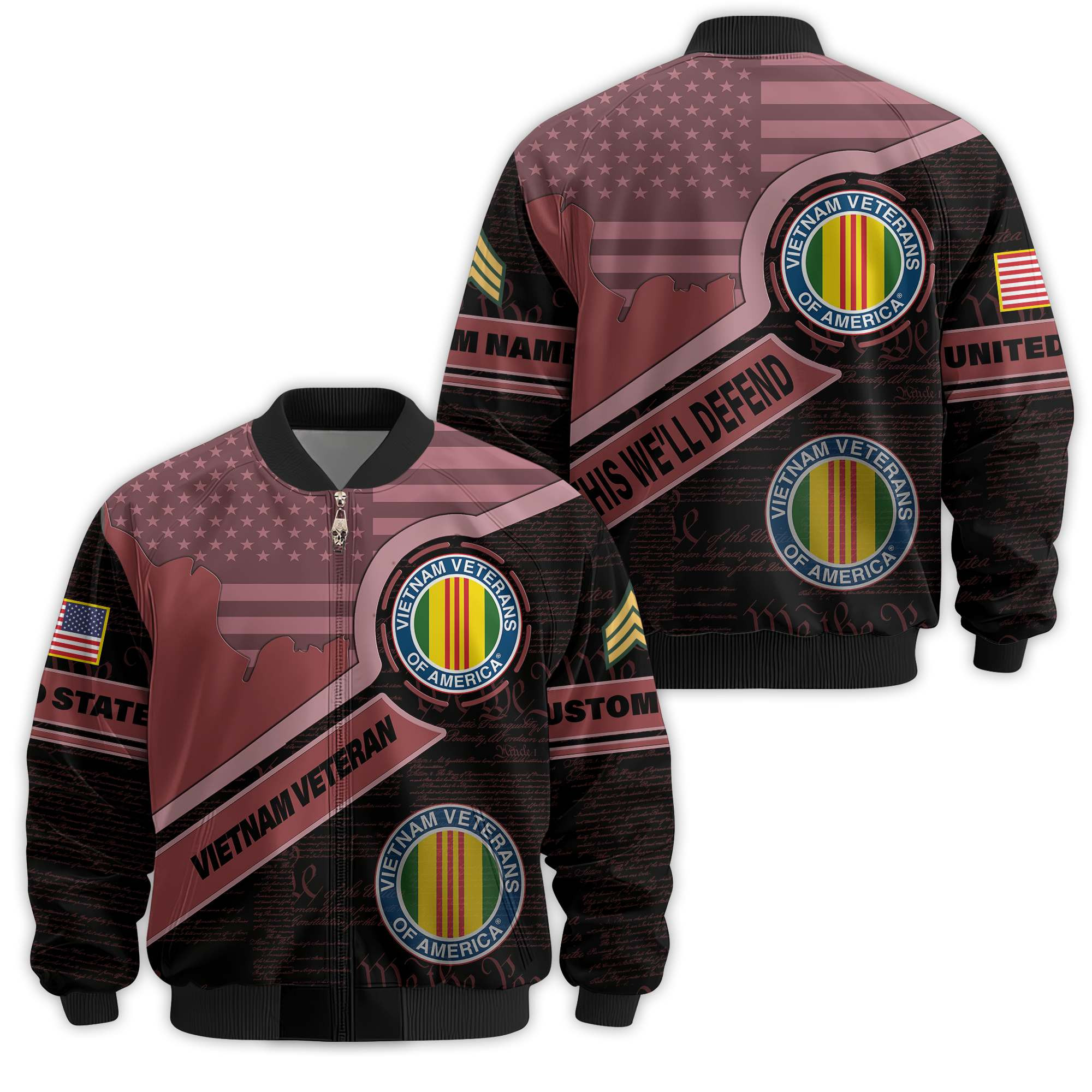 Premium Custom Vietnam Veteran Bomber Jacket VPVC811426, Waterproof Windbreaker Coat, Vietnam Veteran Gift, Veterans Day Gift