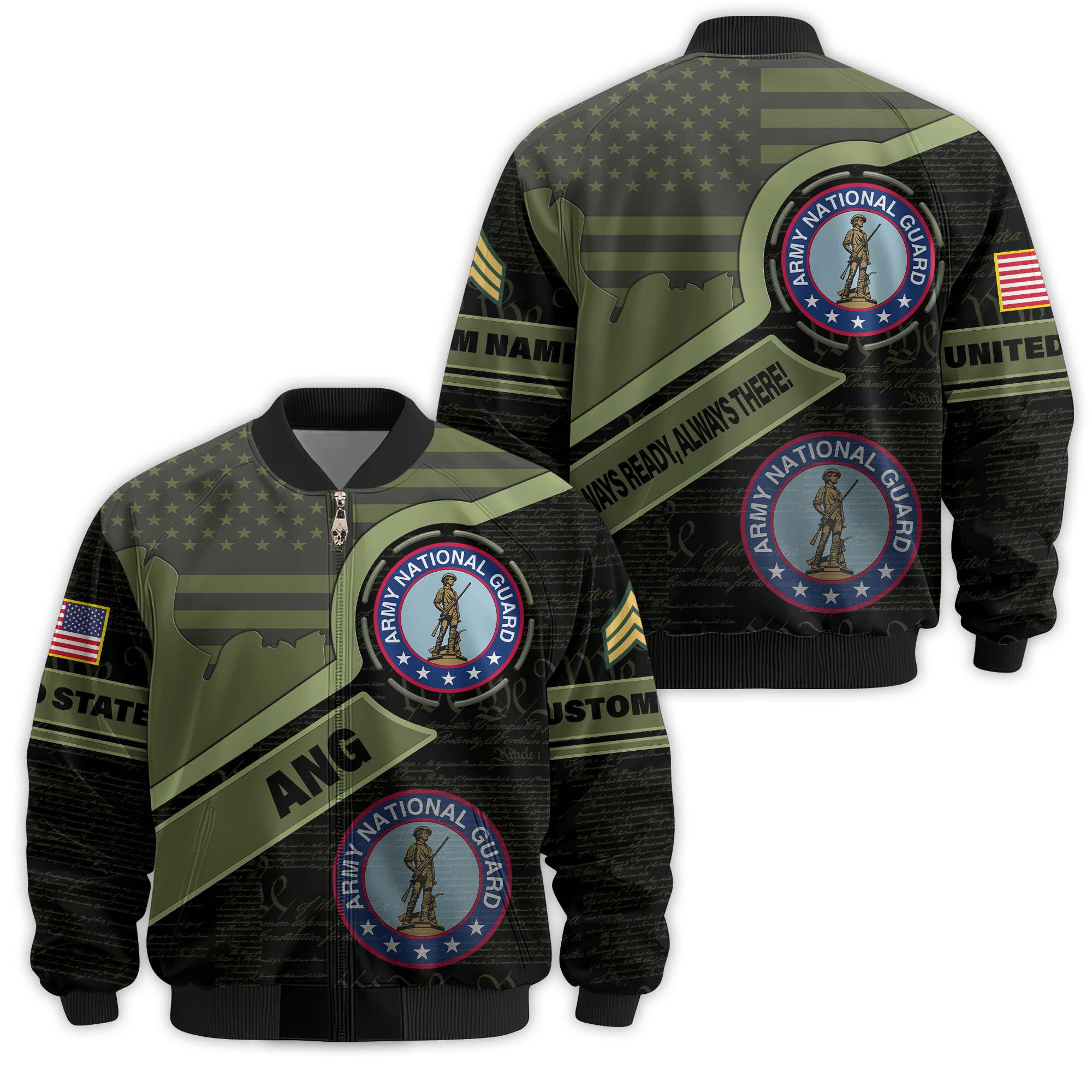 Premium Custom Army National Guard Veteran Bomber Jacket VPVC811428, Waterproof Windbreaker Coat, Army National Guard Veteran Gift, Veterans Day Gift