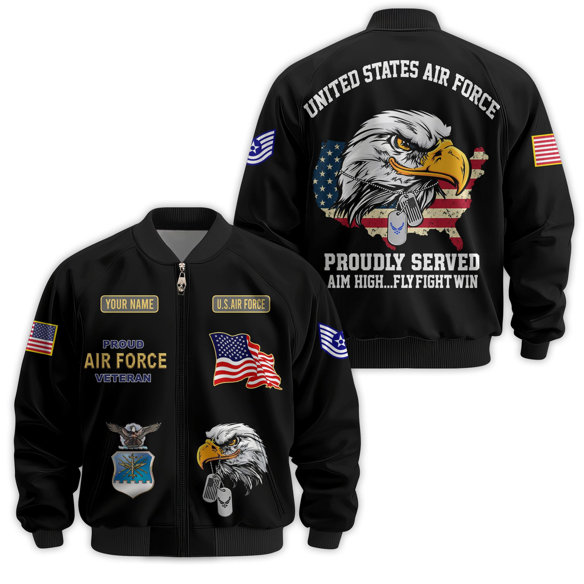 Premium Custom USAF Veteran Bomber Jacket VPVC811434, Waterproof Windbreaker Coat, Air Force Veteran Gift, Veterans Day Gift