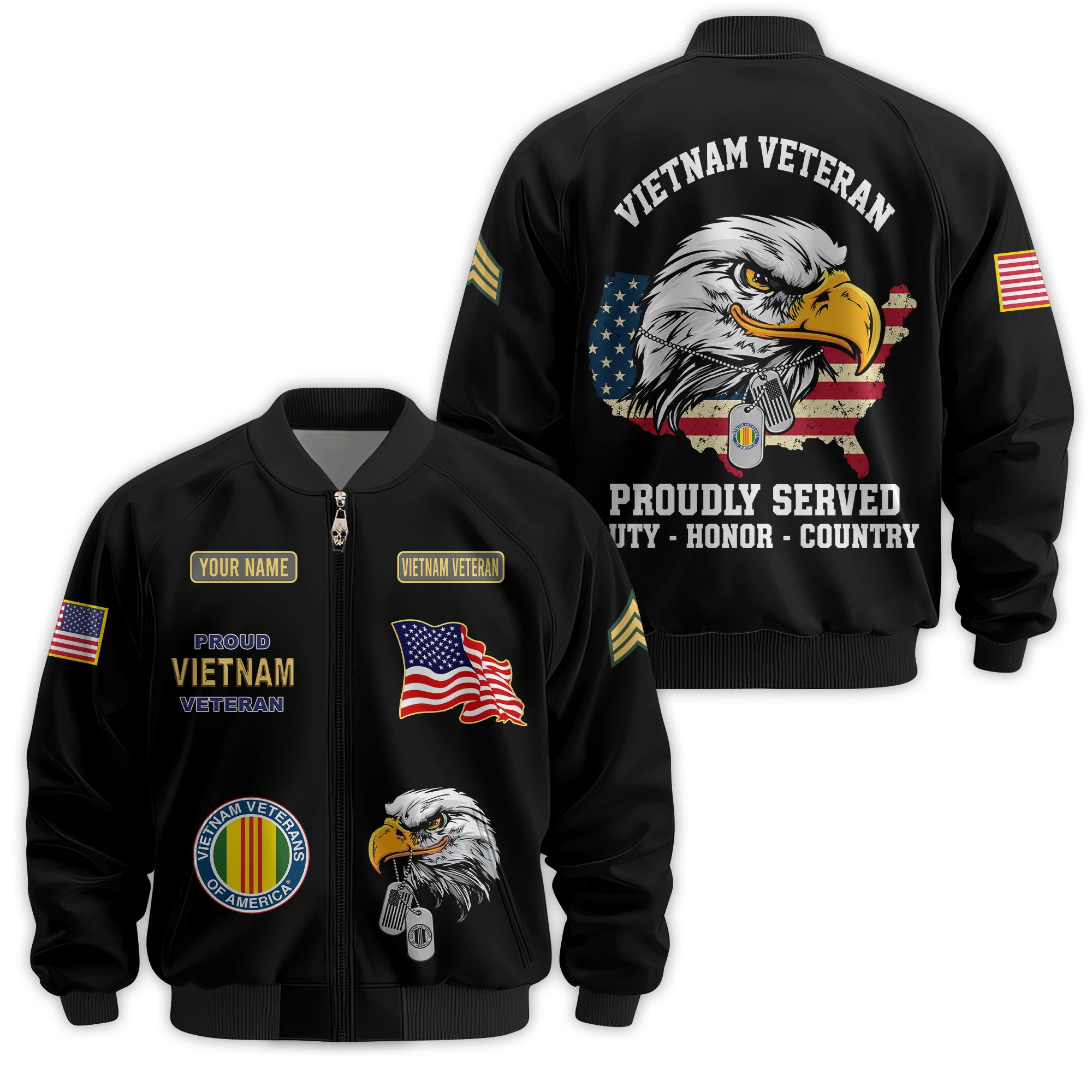 Premium Custom Vietnam Veteran Bomber Jacket VPVC811436, Waterproof Windbreaker Coat, Vietnam Veteran Gift, Veterans Day Gift