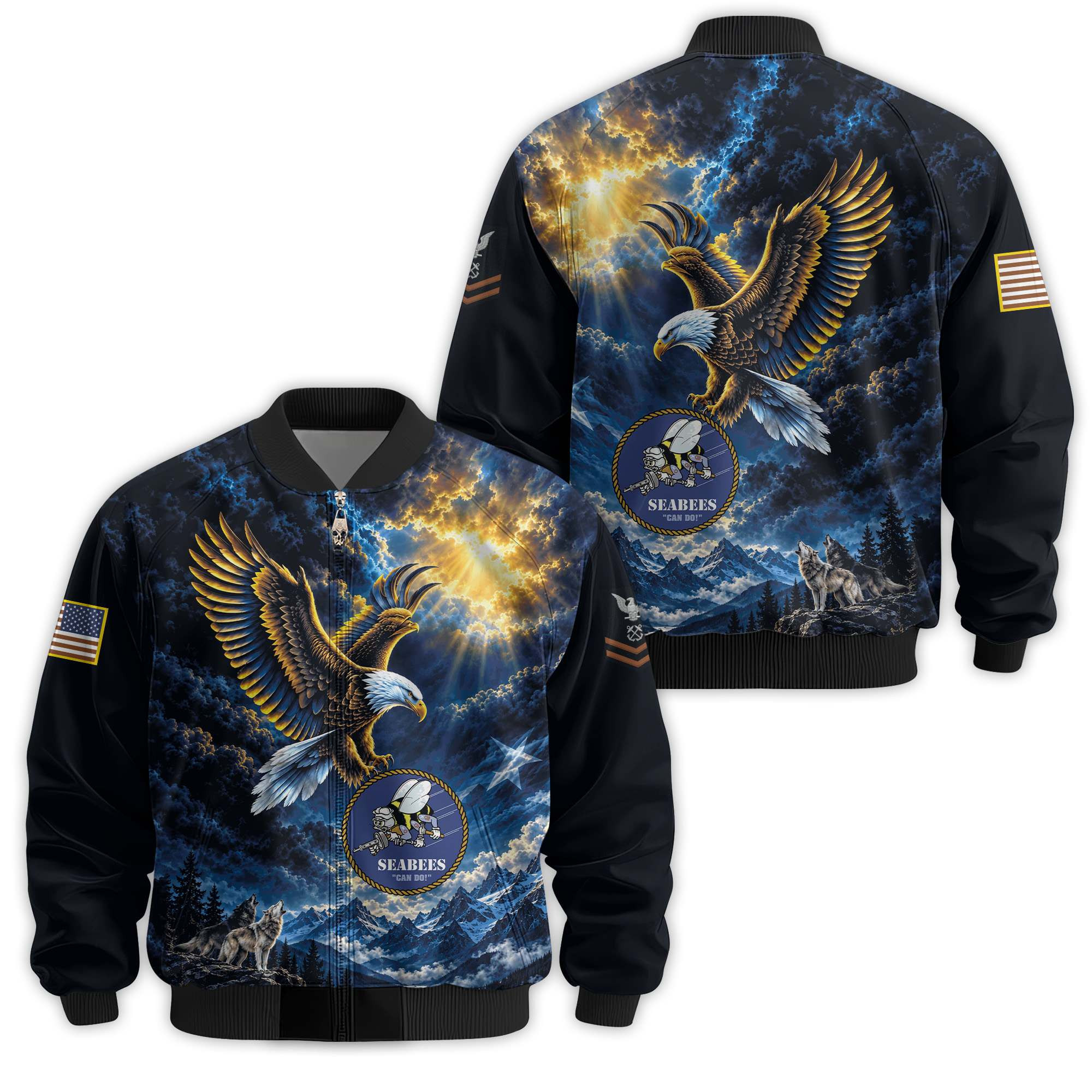 Premium Custom US Seabees Veteran Bomber Jacket VPVC811449, Waterproof Windbreaker Coat, Seabees Veteran Gift, Veterans Day Gift