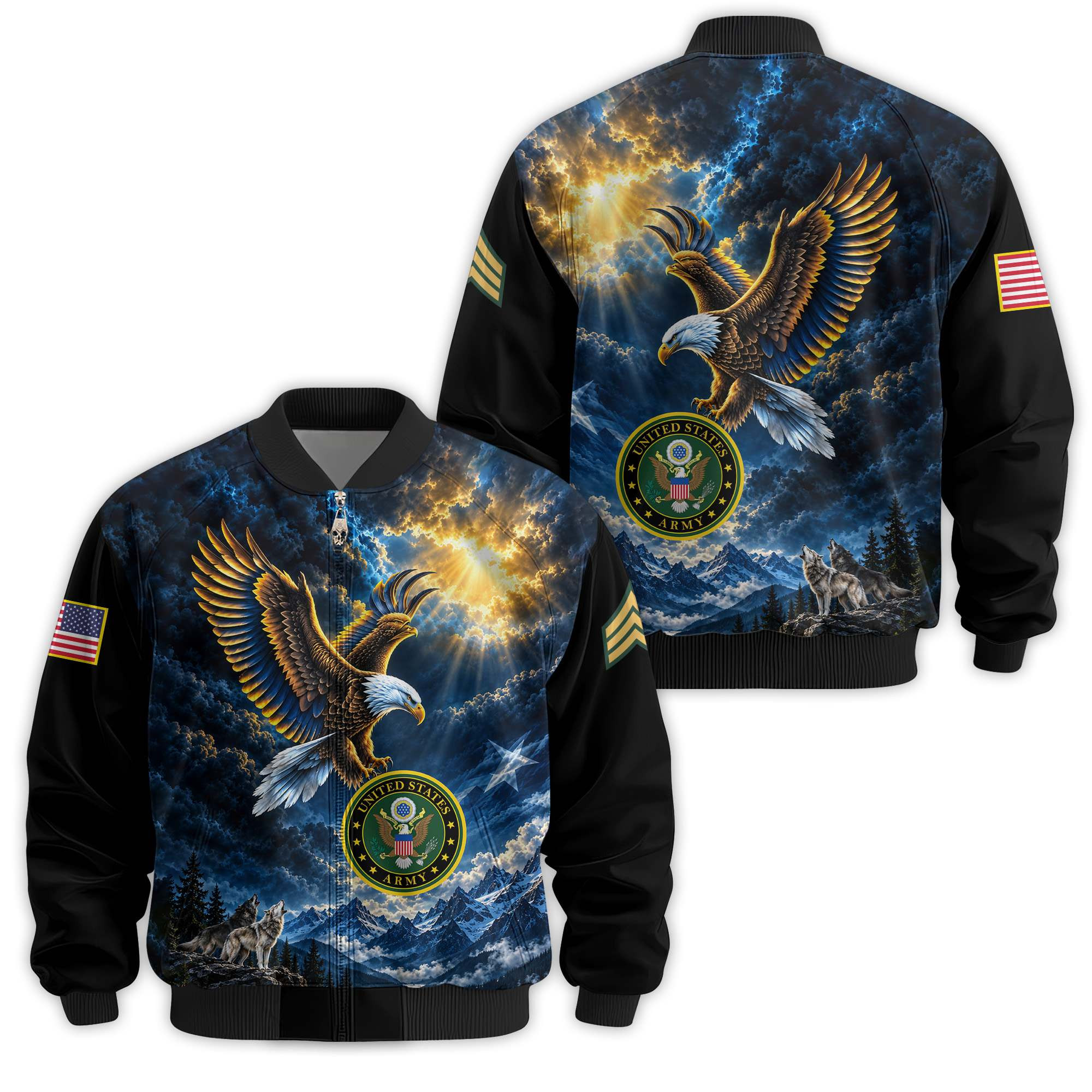 Premium Custom US Army Veteran Bomber Jacket VPVC811441, Waterproof Windbreaker Coat, Army Veteran Gift, Veterans Day Gift