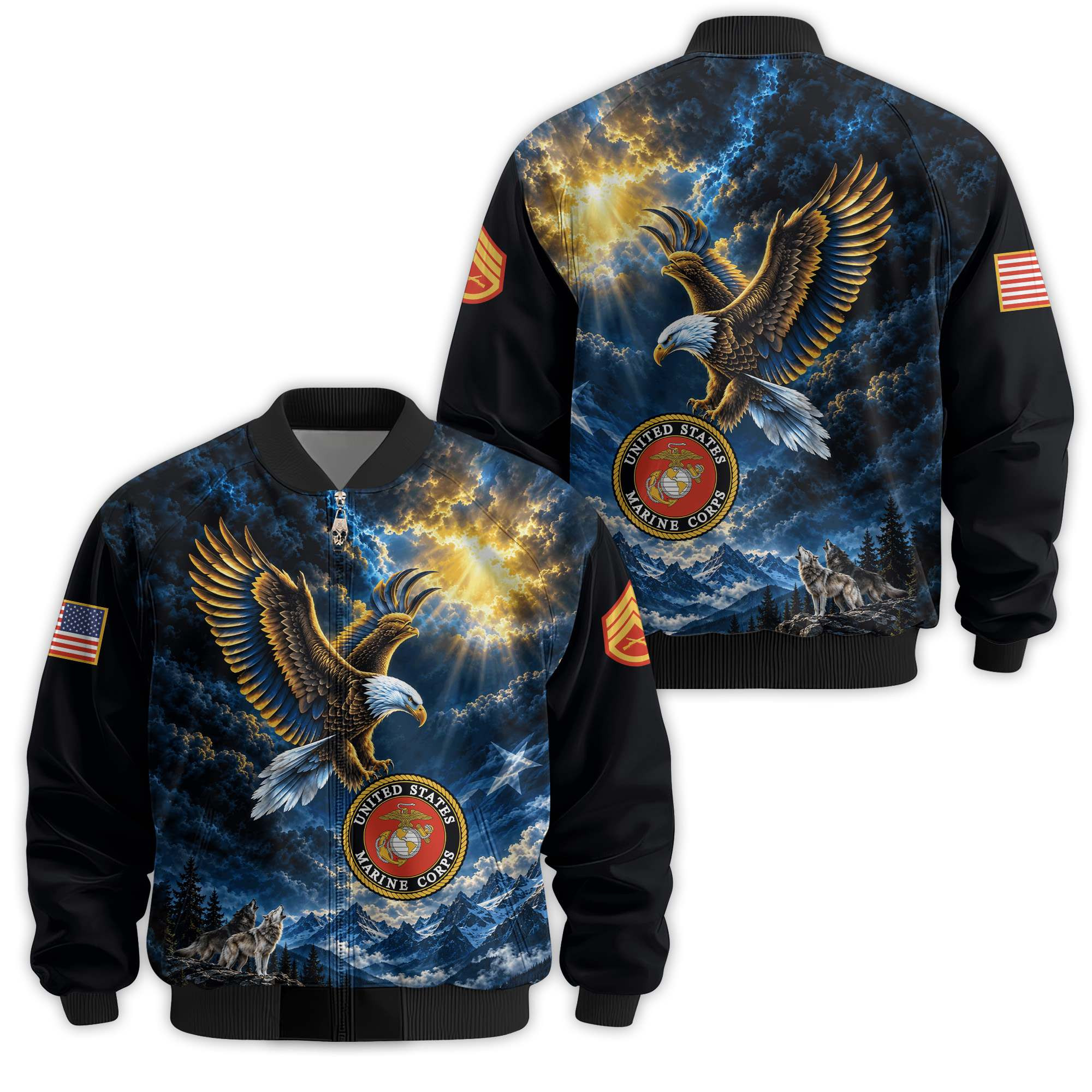 Premium Custom USMC Veteran Bomber Jacket VPVC811443, Waterproof Windbreaker Coat, Marine Veteran Gift, Veterans Day Gift
