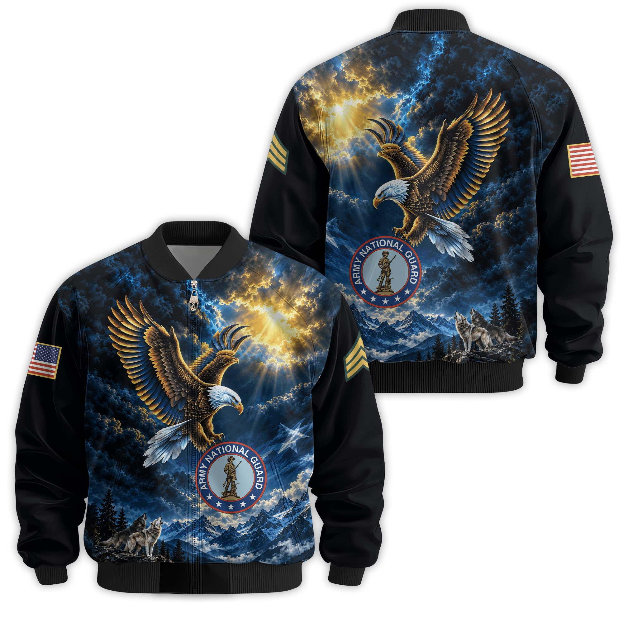 Premium Custom Army National Guard Veteran Bomber Jacket VPVC811448, Waterproof Windbreaker Coat, Army National Guard Veteran Gift, Veterans Day Gift