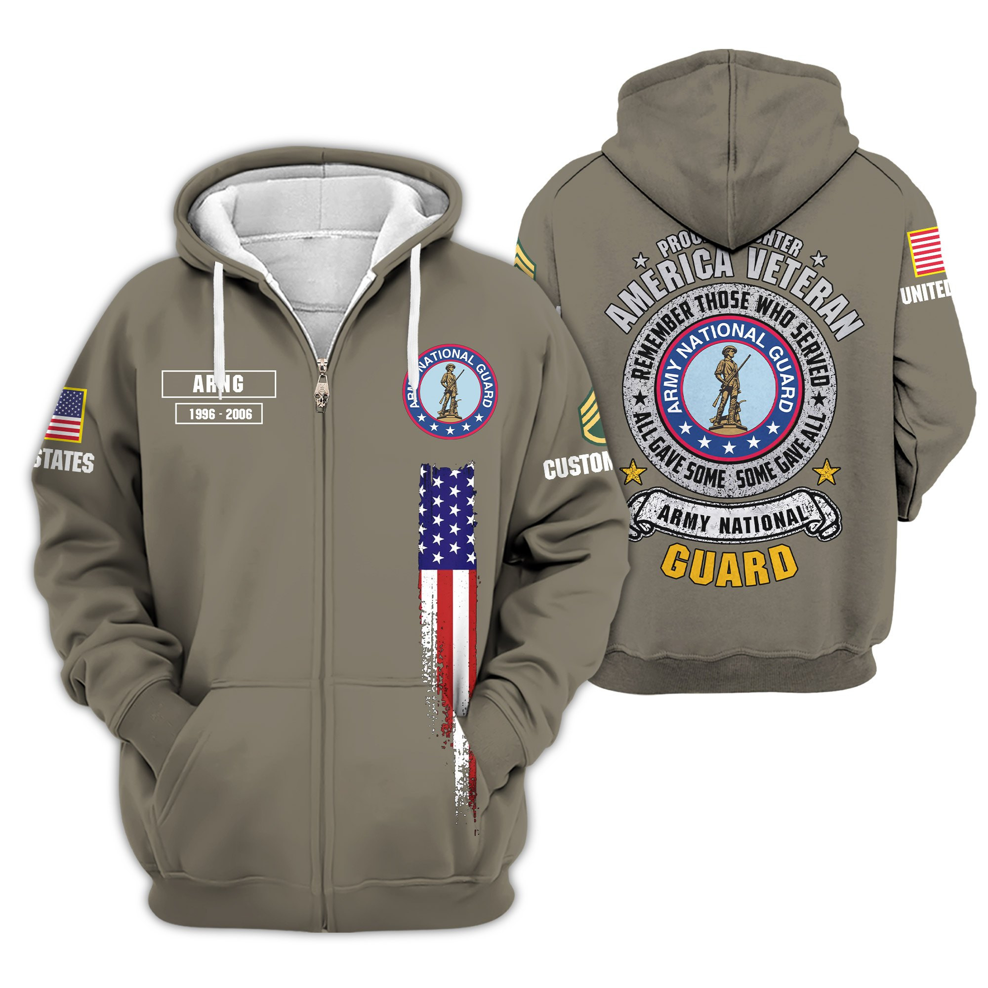 Premium Custom Army National Guard Zip Up Hoodie VPVC609428, Gifts For Army National Guard Veteran, Gifts For Veterans Day
