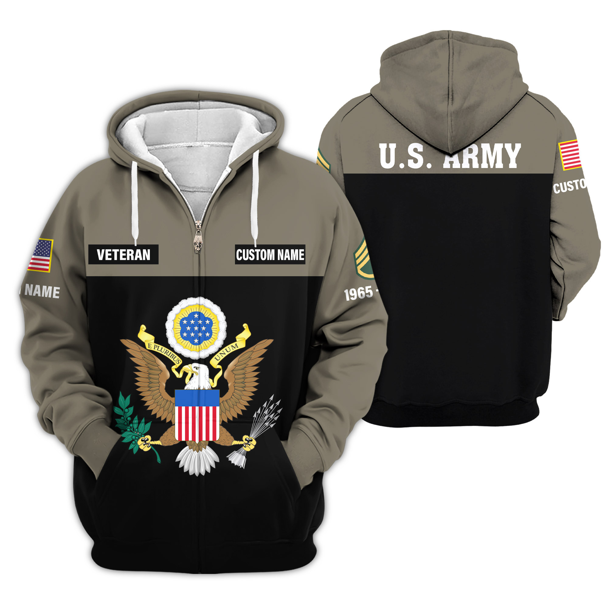 Premium Custom US Army Zip Up Hoodie VPVC609431, Gifts For Army Veteran, Gifts For Veterans Day