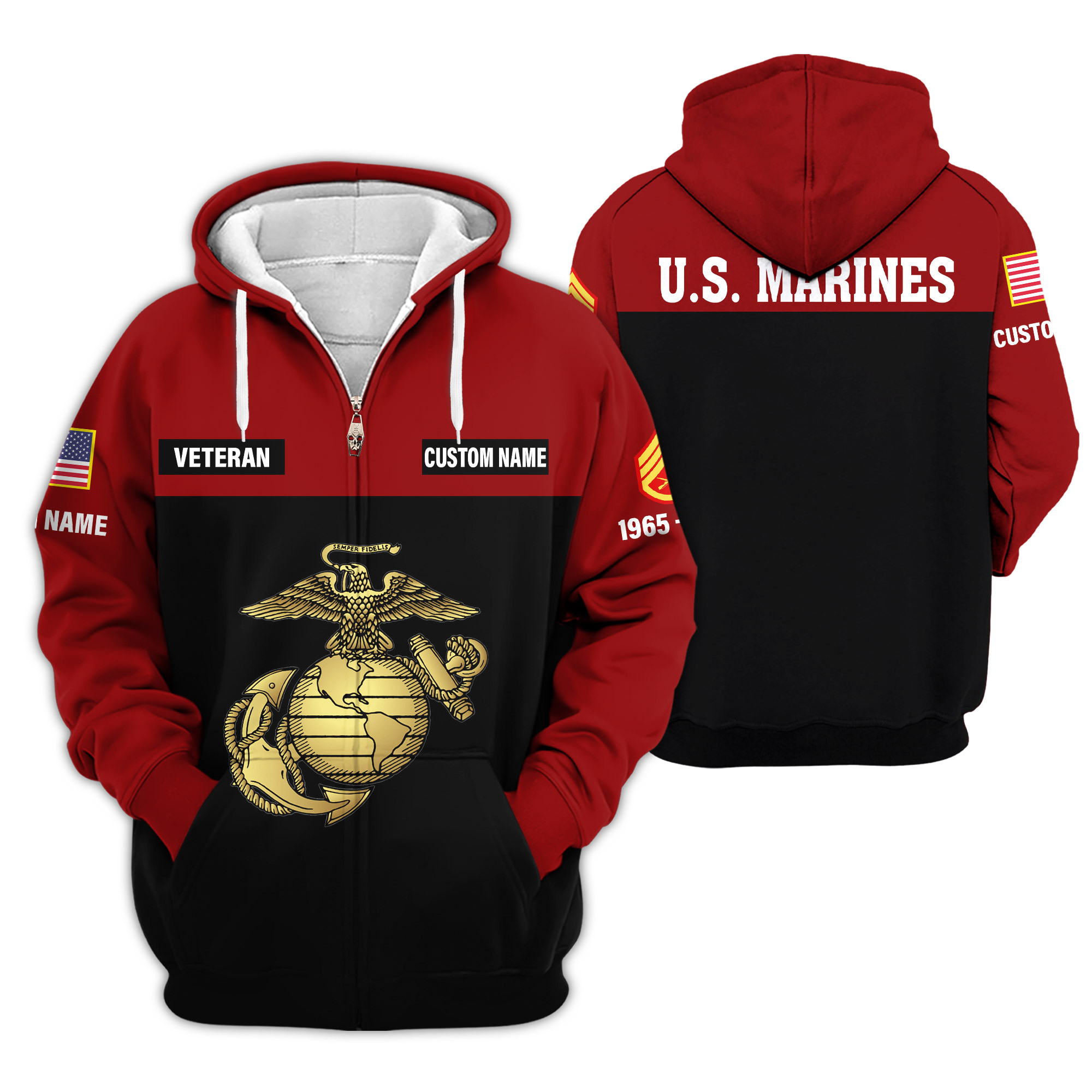 Premium Custom USMC Zip Up Hoodie VPVC609433, Gifts For Marine Veteran, Gifts For Veterans Day