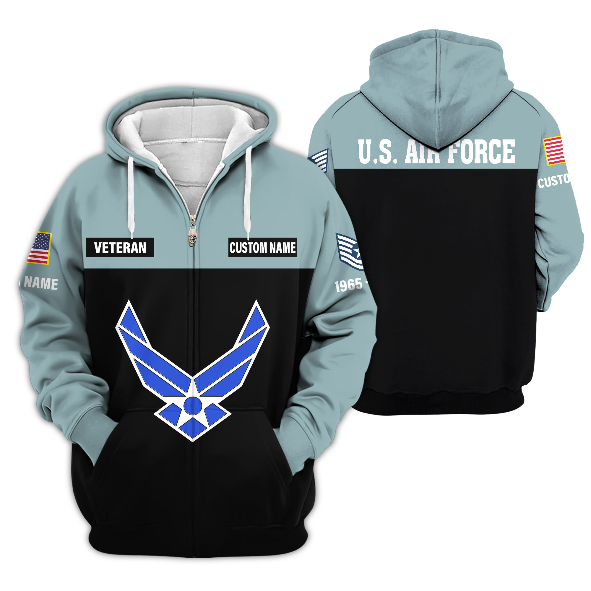 Premium Custom USAF Zip Up Hoodie VPVC609434, Gifts For Air Force Veteran, Gifts For Veterans Day