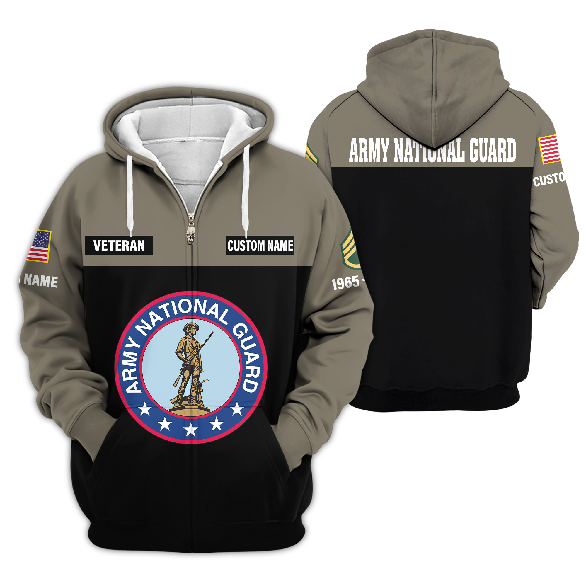 Premium Custom Army National Guard Zip Up Hoodie VPVC609438, Gifts For Army National Guard Veteran, Gifts For Veterans Day