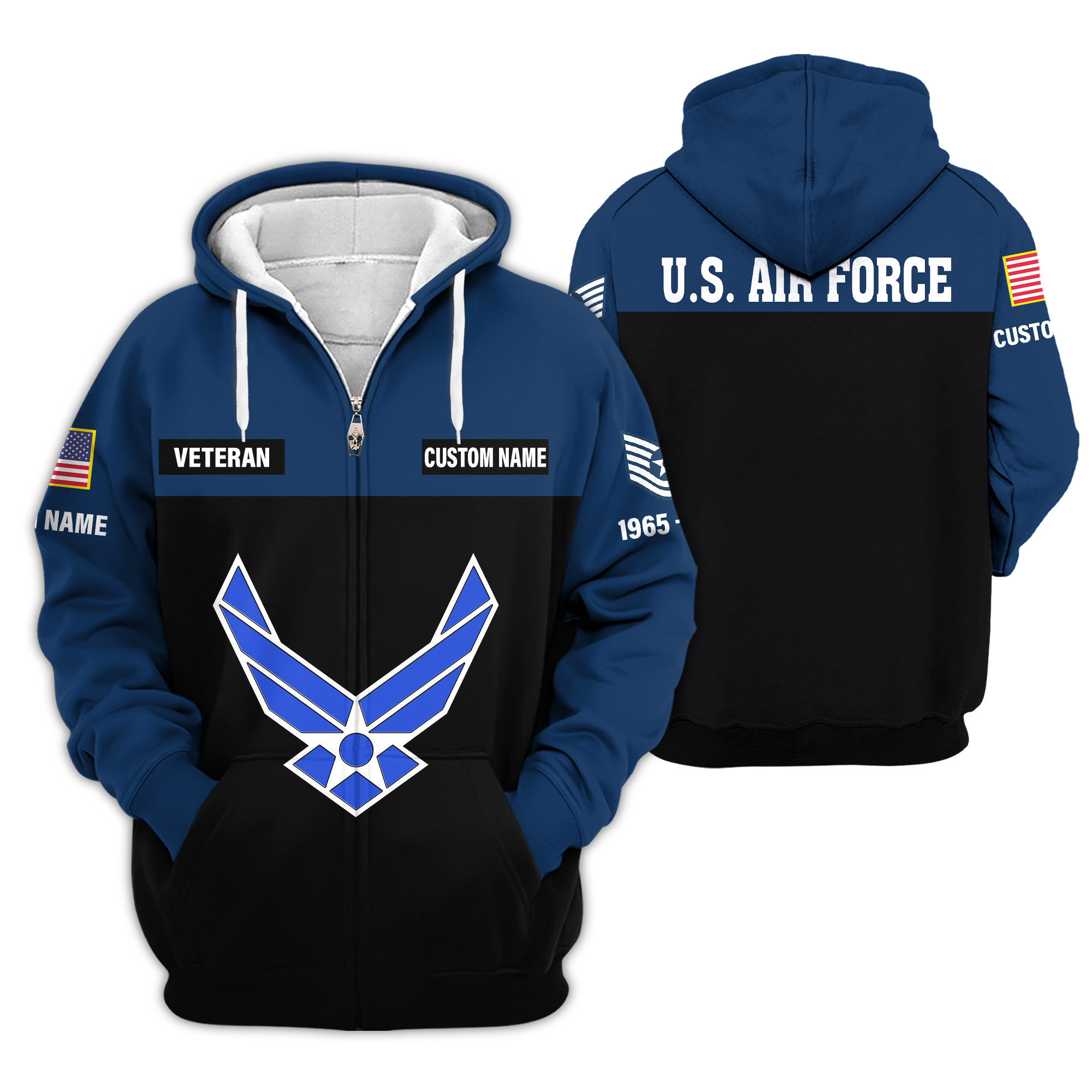 Premium Custom USAF Zip Up Hoodie VPVC610018, Gifts For Air Force Veteran, Gifts For Veterans Day