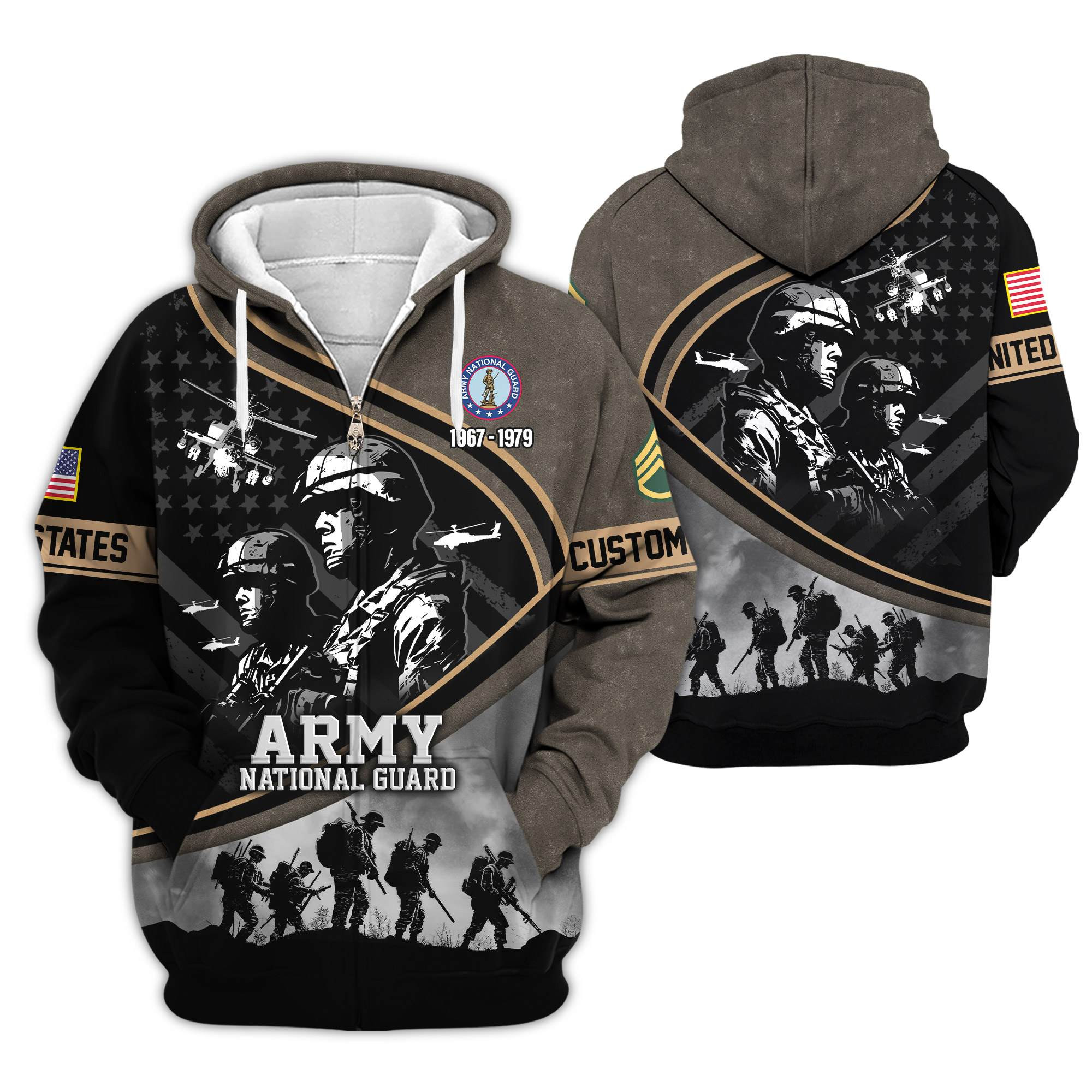 Premium Custom Army National Guard Zip Up Hoodie VPVC609448, Gifts For Army National Guard Veteran, Gifts For Veterans Day