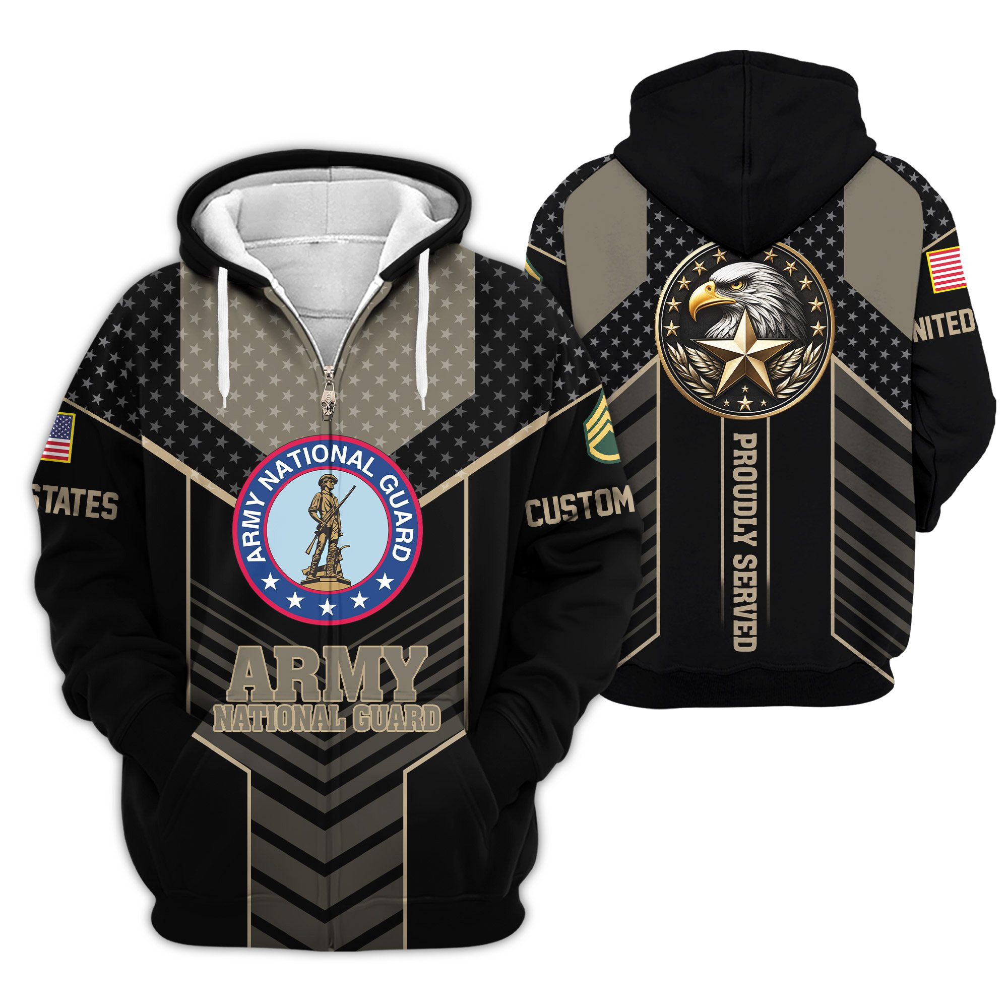 Premium Custom Army National Guard Zip Up Hoodie VPVC609458, Gifts For Army National Guard Veteran, Gifts For Veterans Day