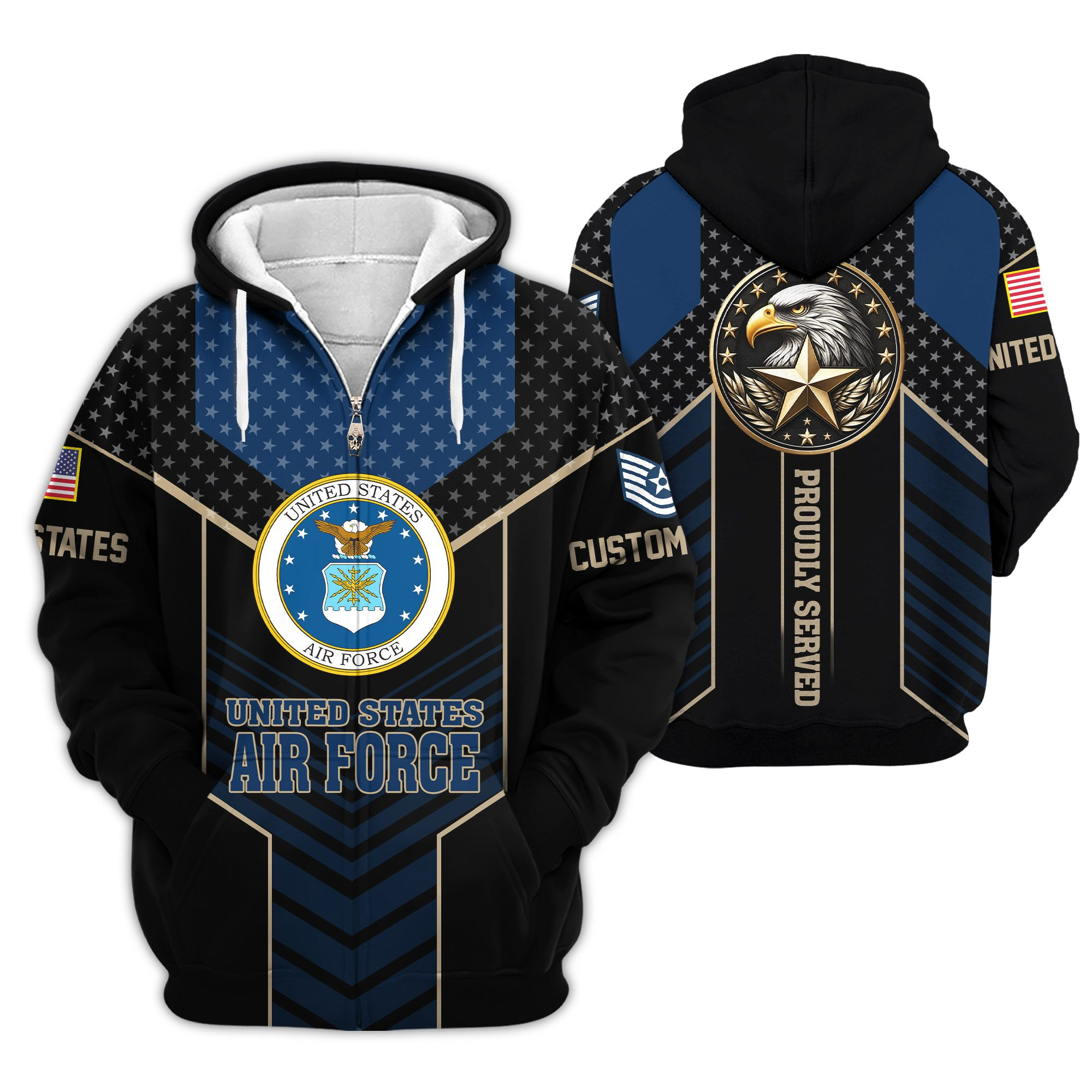 Premium Custom USAF Zip Up Hoodie VPVC610024, Gifts For Air Force Veteran, Gifts For Veterans Day