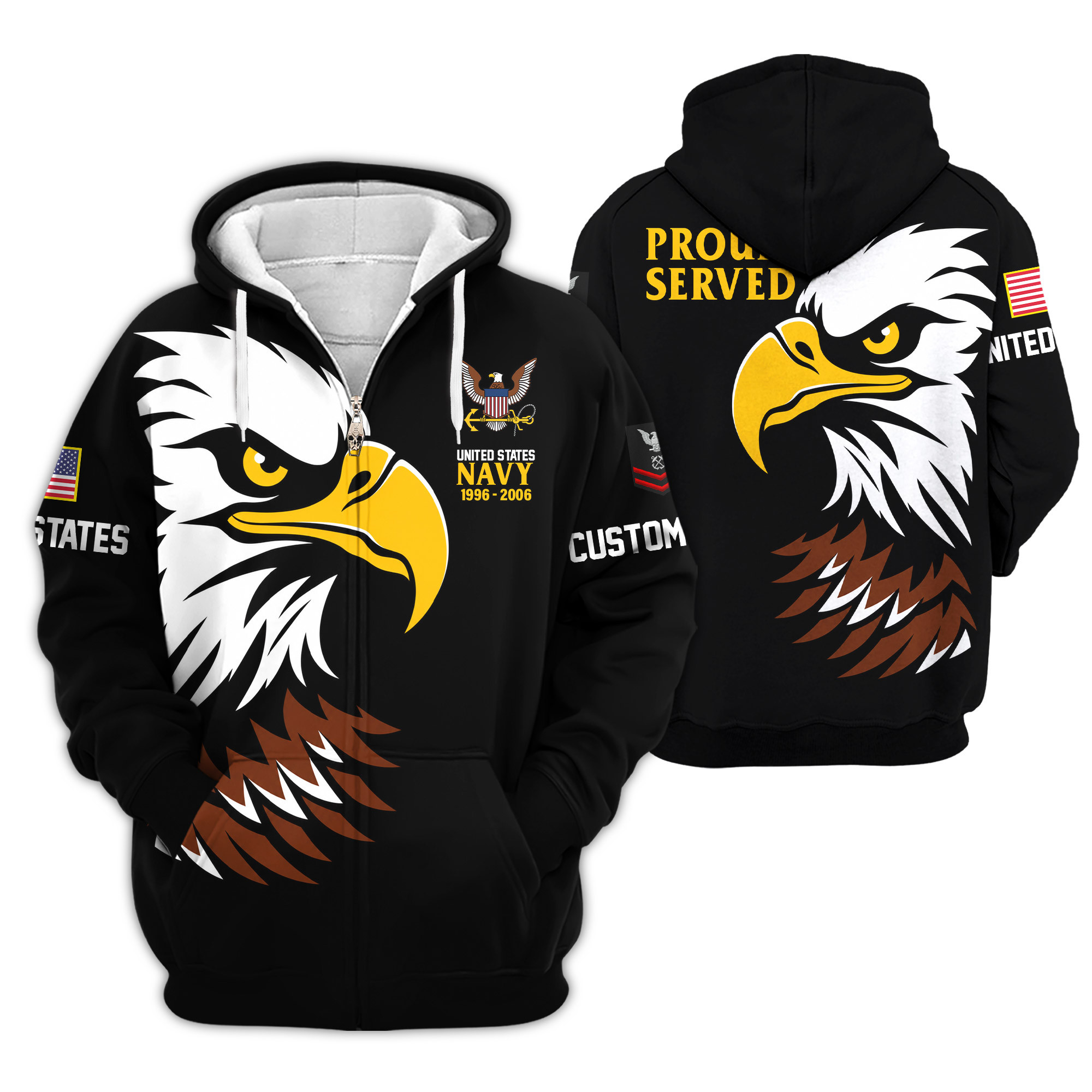 Premium Custom US Navy Zip Up Hoodie VPVC609462, Gifts For Navy Veteran, Gifts For Veterans Day