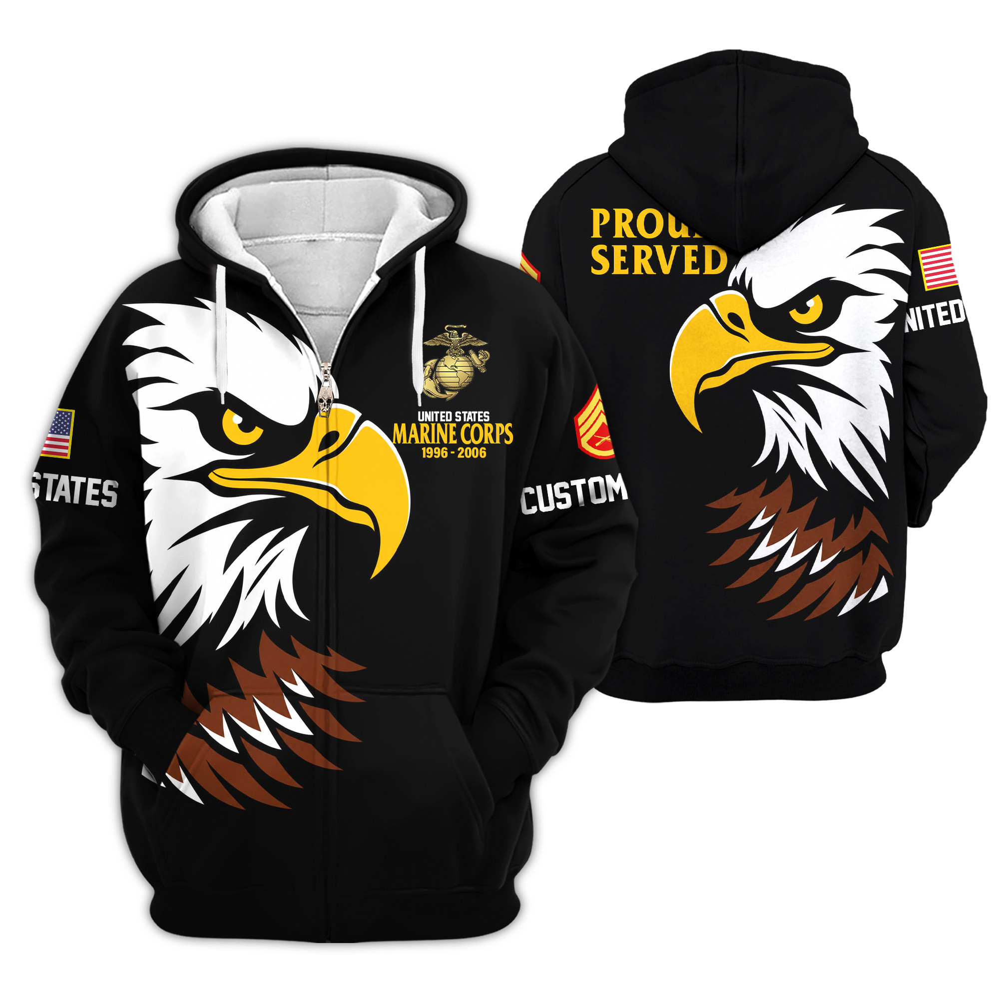 Premium Custom USMC Zip Up Hoodie VPVC609463, Gifts For Marine Veteran, Gifts For Veterans Day