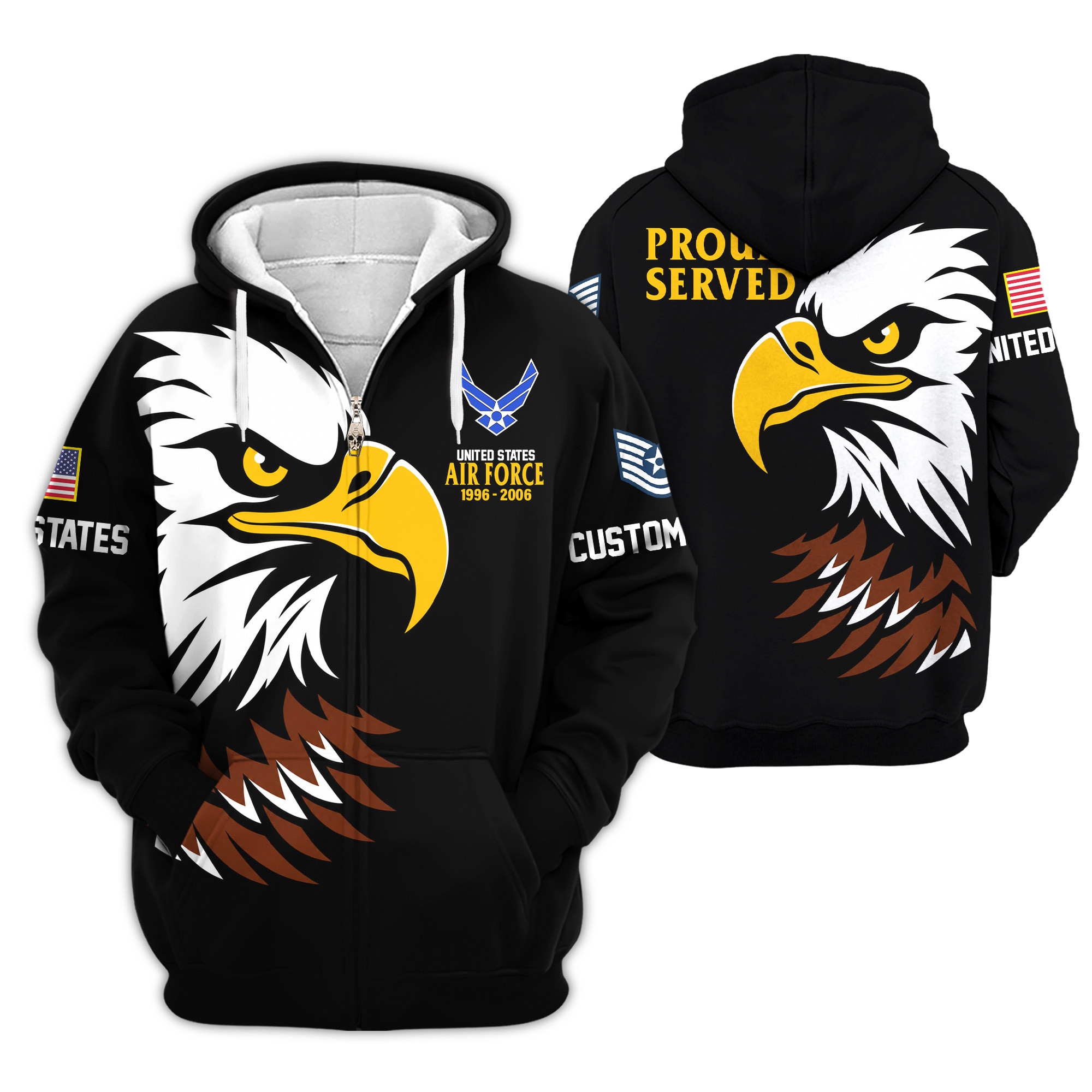 Premium Custom USAF Zip Up Hoodie VPVC609464, Gifts For Air Force Veteran, Gifts For Veterans Day