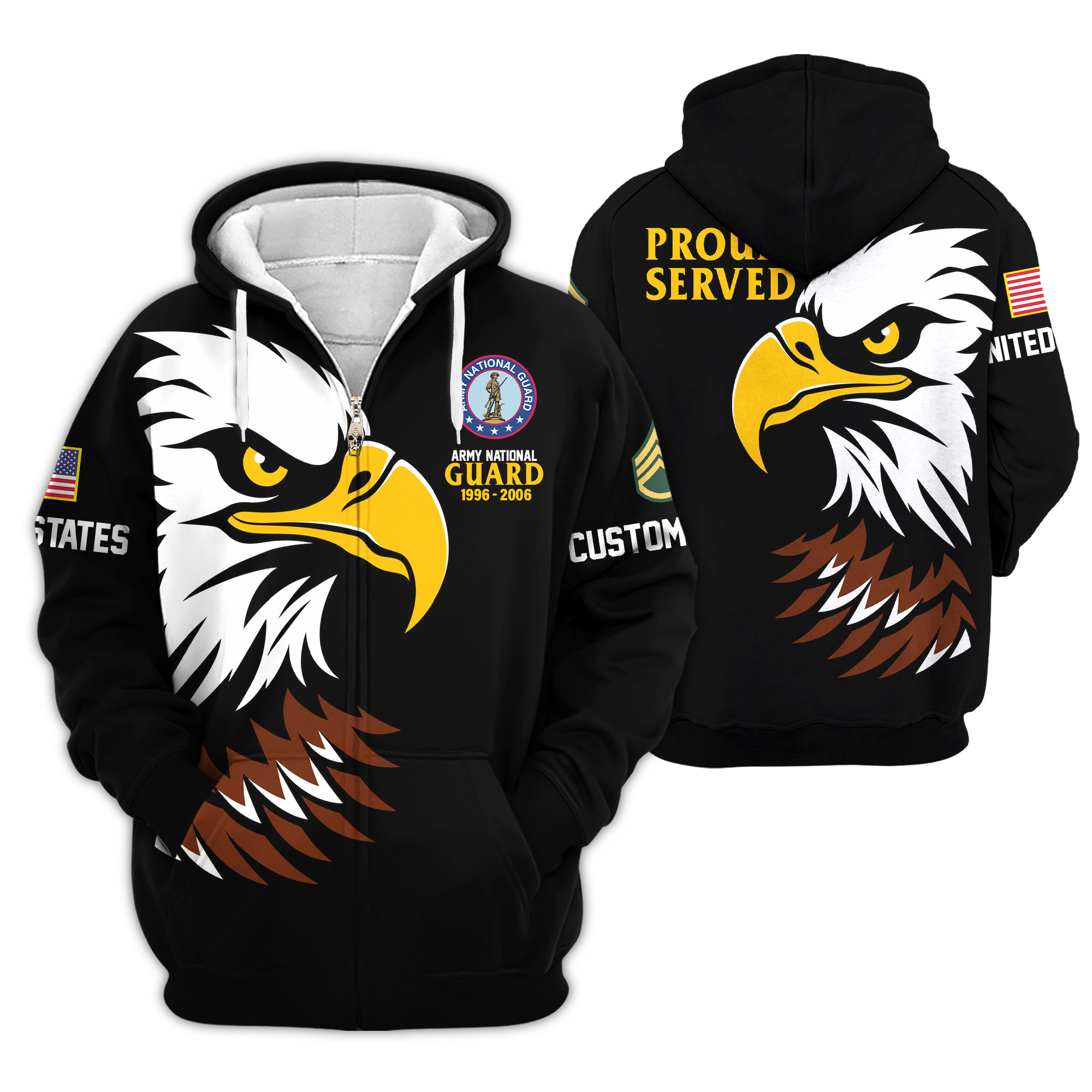 Premium Custom Army National Guard Zip Up Hoodie VPVC609468, Gifts For Army National Guard Veteran, Gifts For Veterans Day