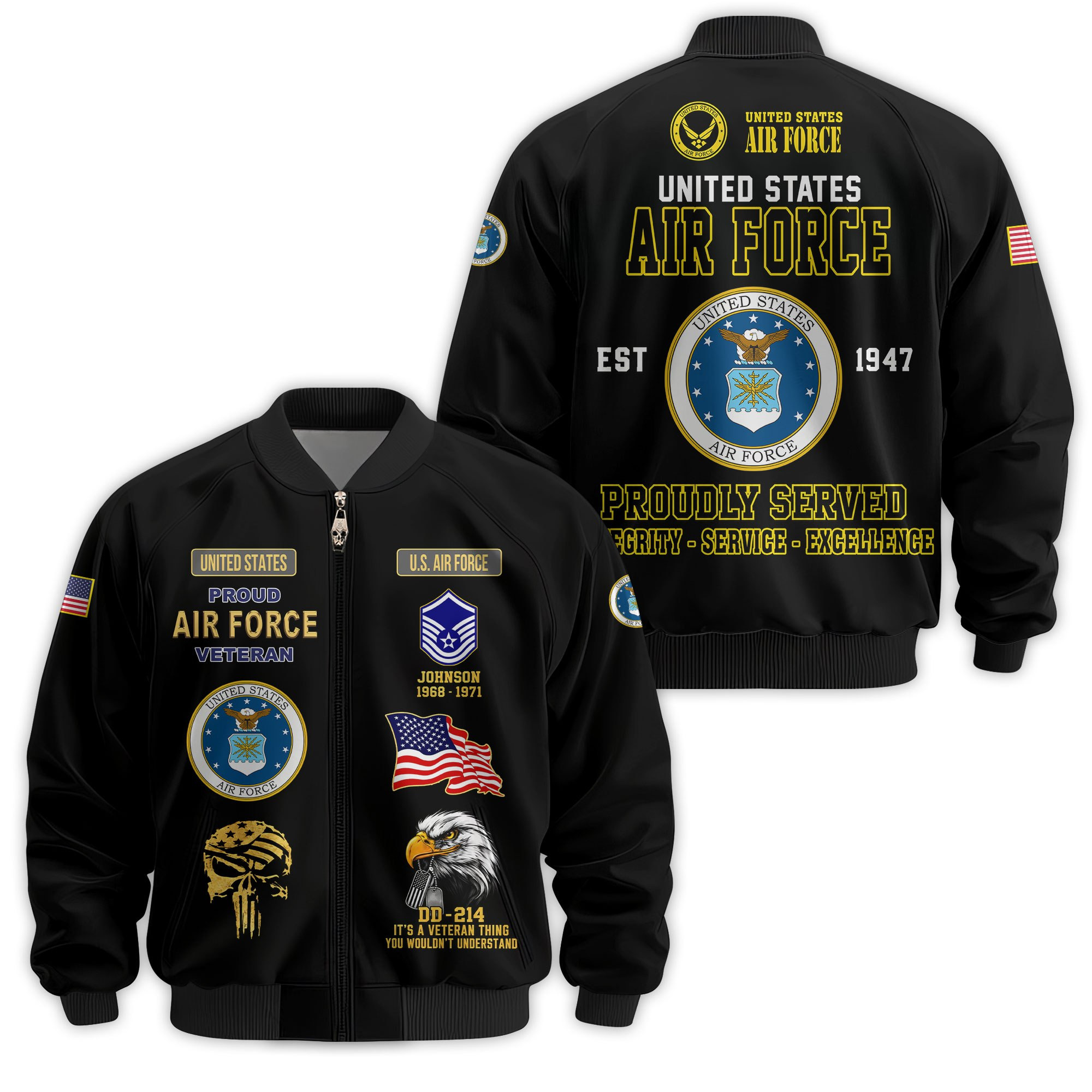 Premium Custom USAF Veteran Bomber Jacket VPVC811464, Waterproof Windbreaker Coat, Air Force Veteran Gift, Veterans Day Gift