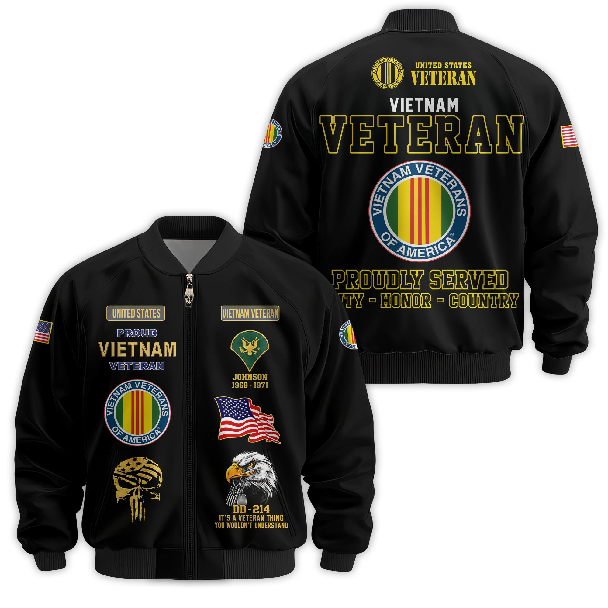 Premium Custom Vietnam Veteran Bomber Jacket VPVC811466, Waterproof Windbreaker Coat, Vietnam Veteran Gift, Veterans Day Gift