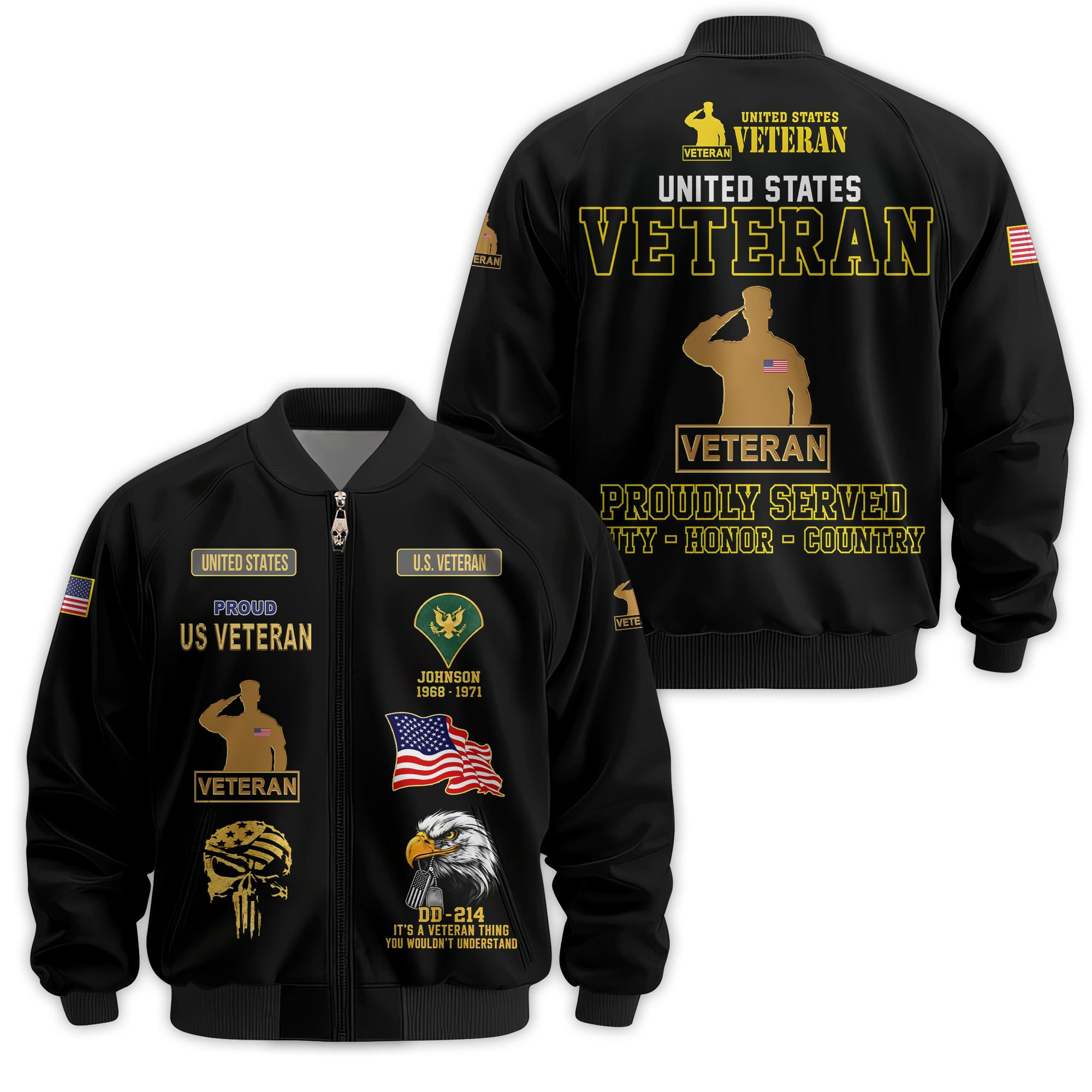 Premium Custom US Veteran Bomber Jacket VPVC811467, Waterproof Windbreaker Coat, US Veteran Gift, Veterans Day Gift