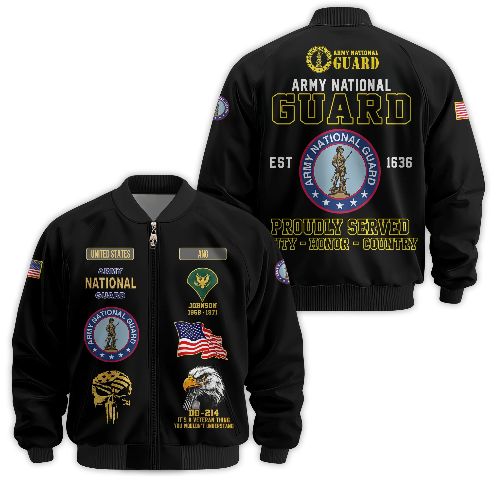 Premium Custom Army National Guard Veteran Bomber Jacket VPVC811468, Waterproof Windbreaker Coat, Army National Guard Veteran Gift, Veterans Day Gift