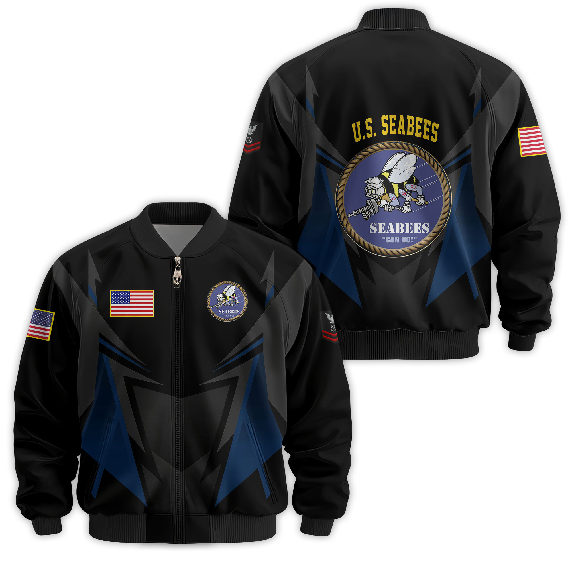 Premium Custom US Seabees Veteran Bomber Jacket VPVC811479, Waterproof Windbreaker Coat, Seabees Veteran Gift, Veterans Day Gift