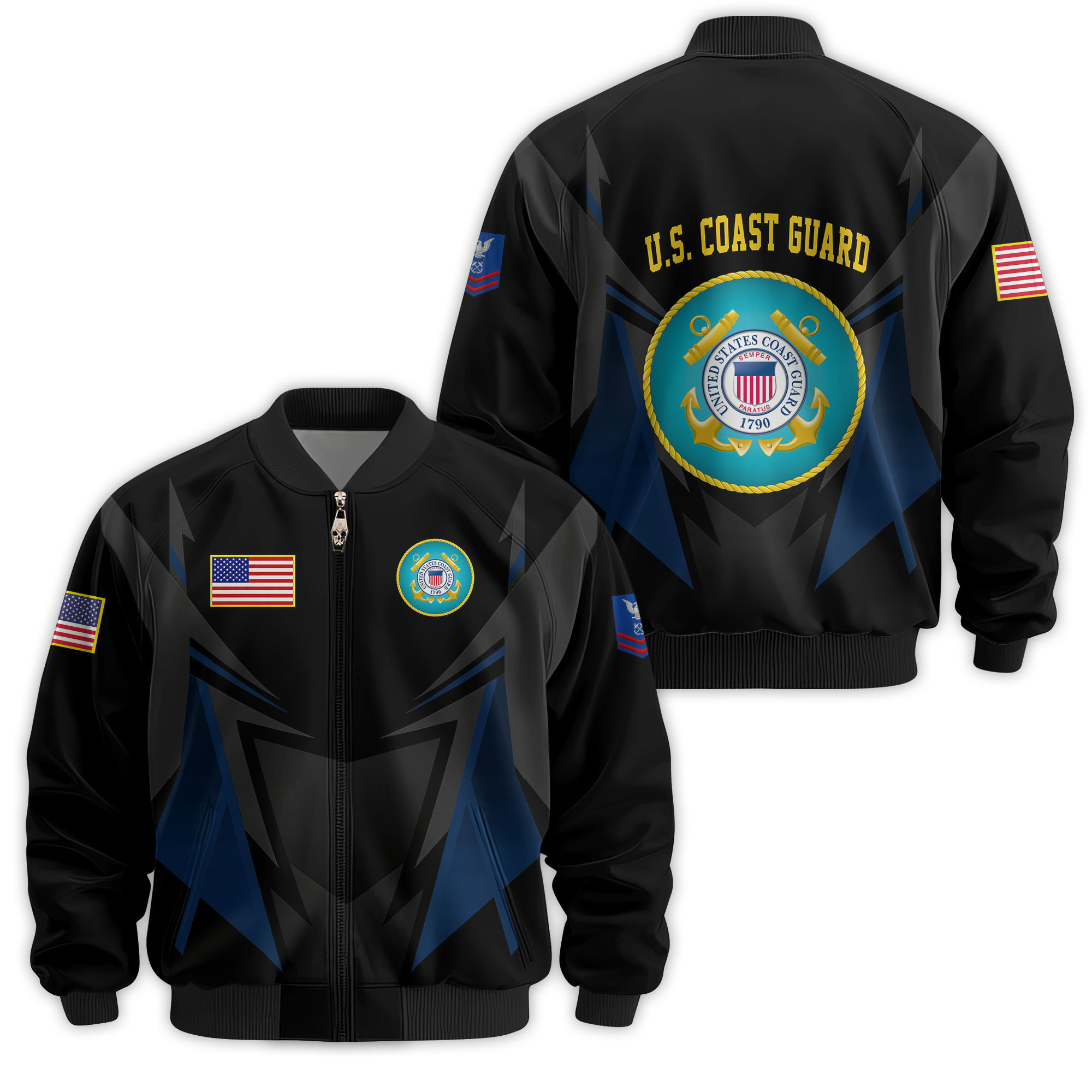 Premium Custom USCG Veteran Bomber Jacket VPVC811475, Waterproof Windbreaker Coat, Coast Guard Veteran Gift, Veterans Day Gift