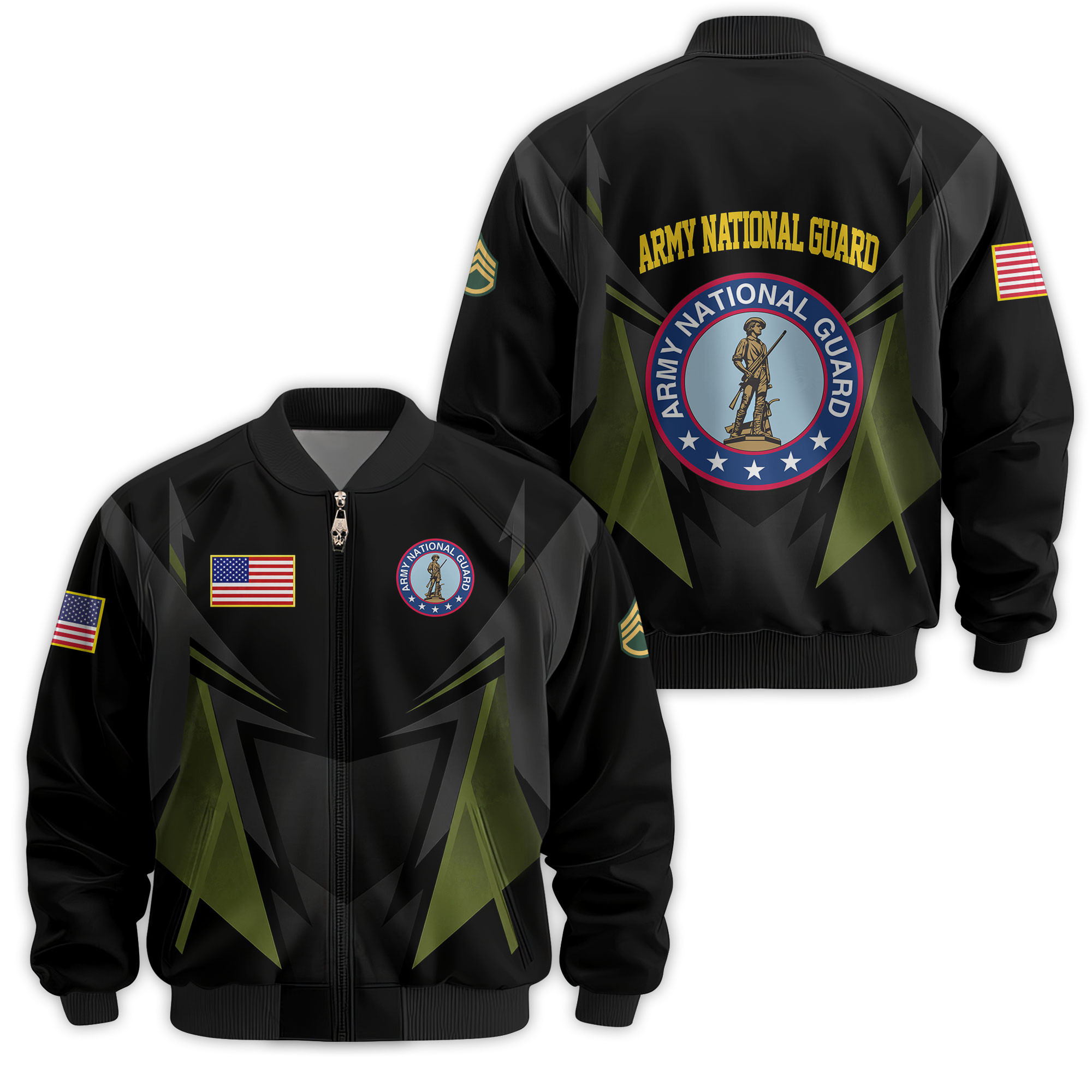 Premium Custom Army National Guard Veteran Bomber Jacket VPVC811478, Waterproof Windbreaker Coat, Army National Guard Veteran Gift, Veterans Day Gift