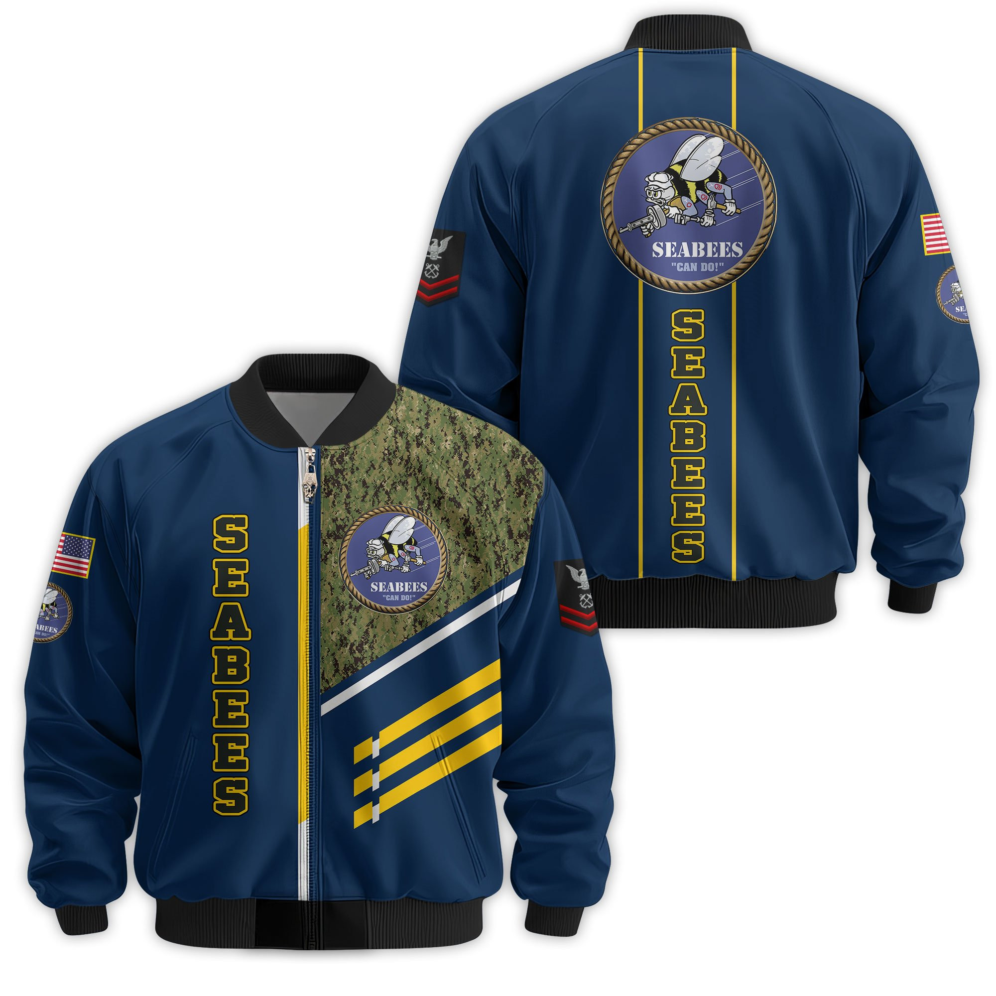 Premium Custom US Seabees Veteran Bomber Jacket VPVC811489, Waterproof Windbreaker Coat, Seabees Veteran Gift, Veterans Day Gift